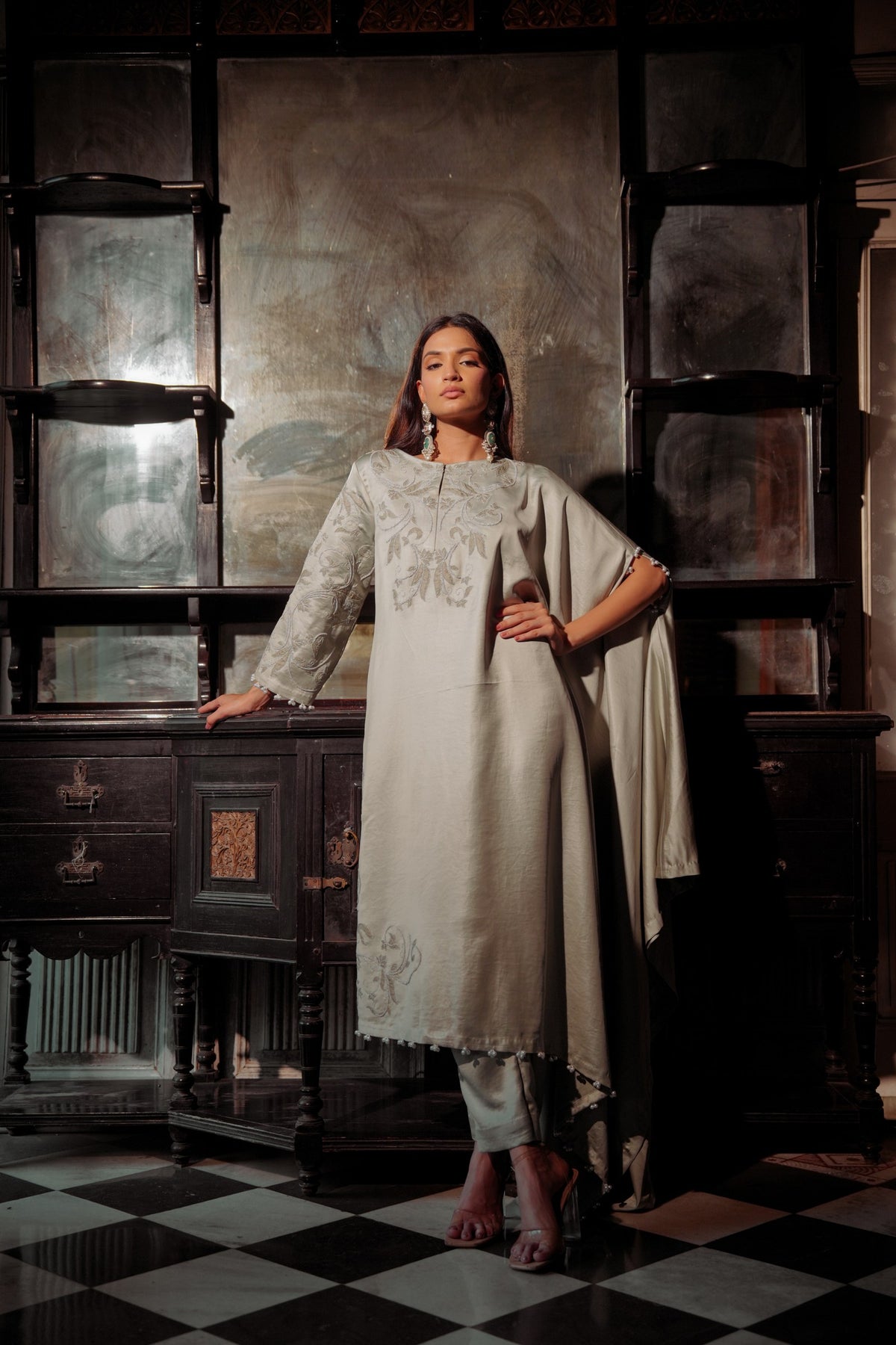 silver serenity drape kurta set — image 1