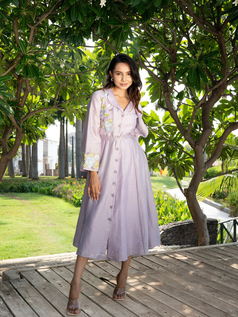 Petal Drift Trench Dress