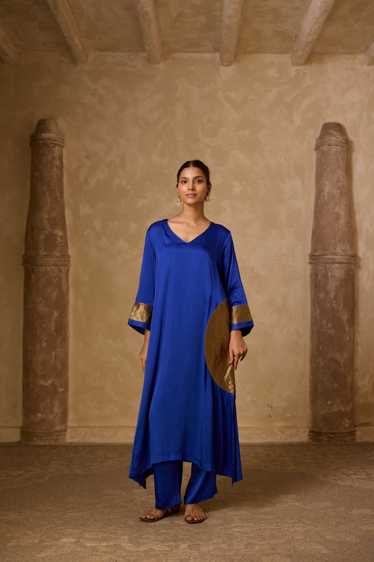 rangoli kaftan set in royal blue, image 1