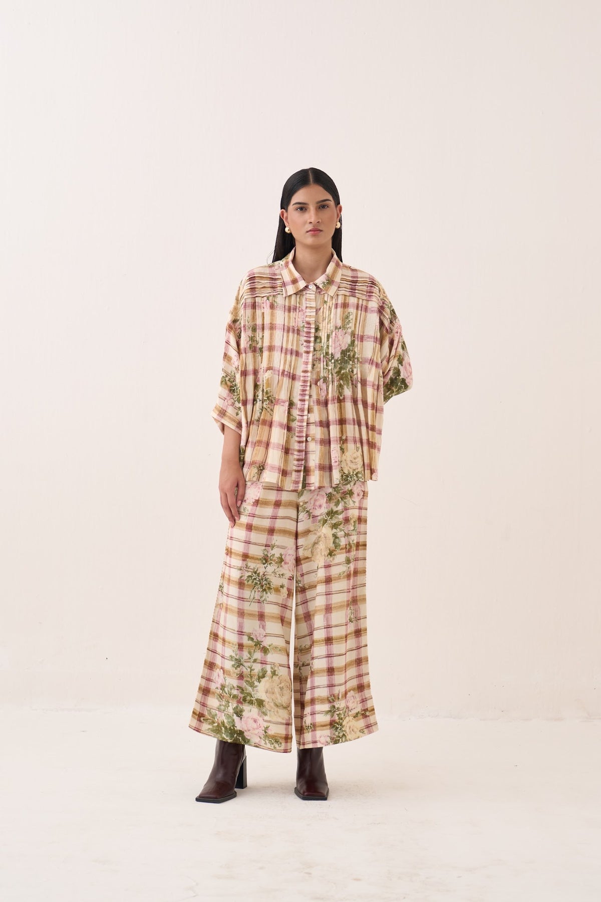 jaali rose pintuck shirt set — image 1