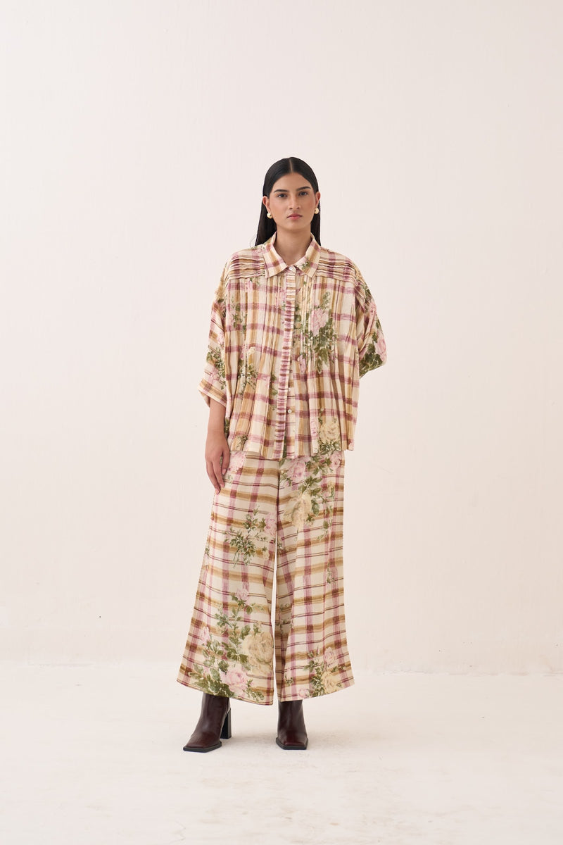 Jaali Rose Pintuck Shirt Set