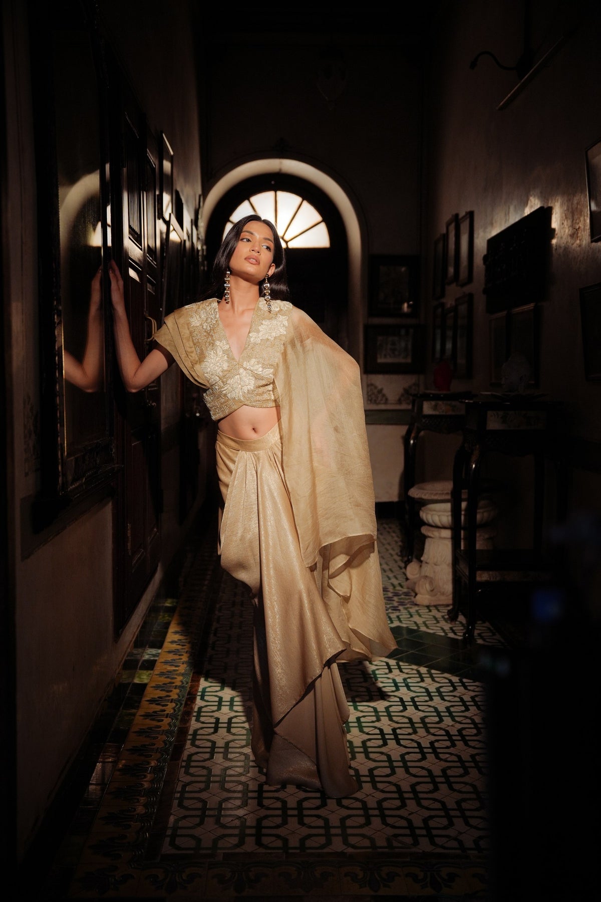 golden serenade drape saree set — image 1