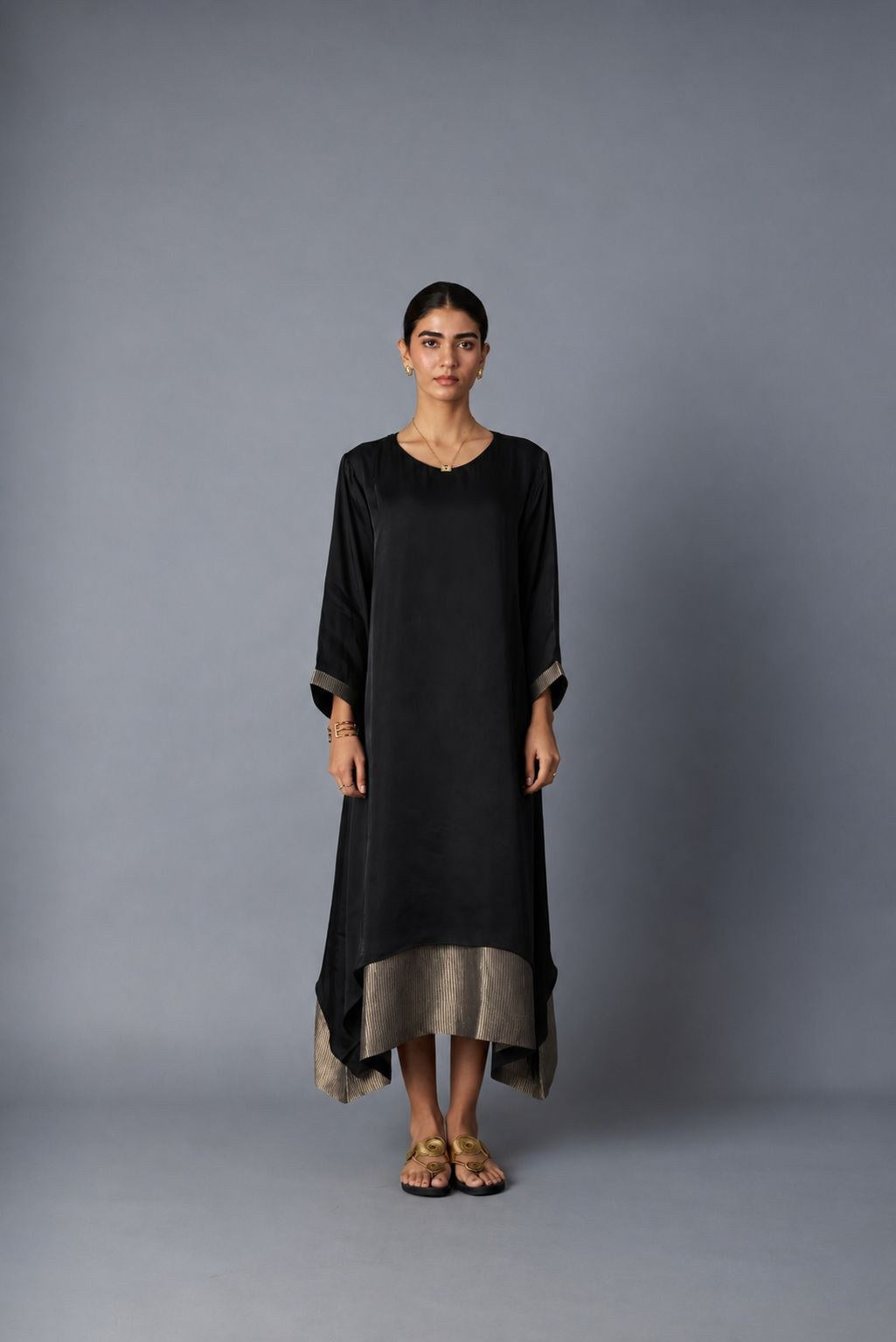 chameli dress with sleeves in black, image 1