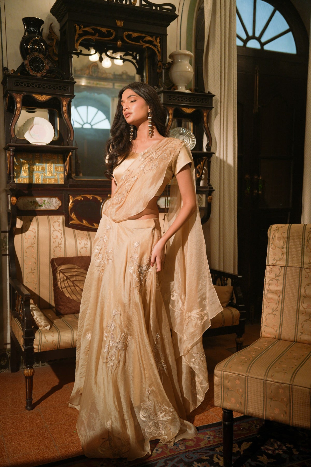 golden aura drape saree — image 1