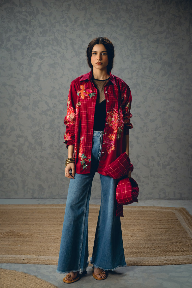 Jade Shirt in Burgundy