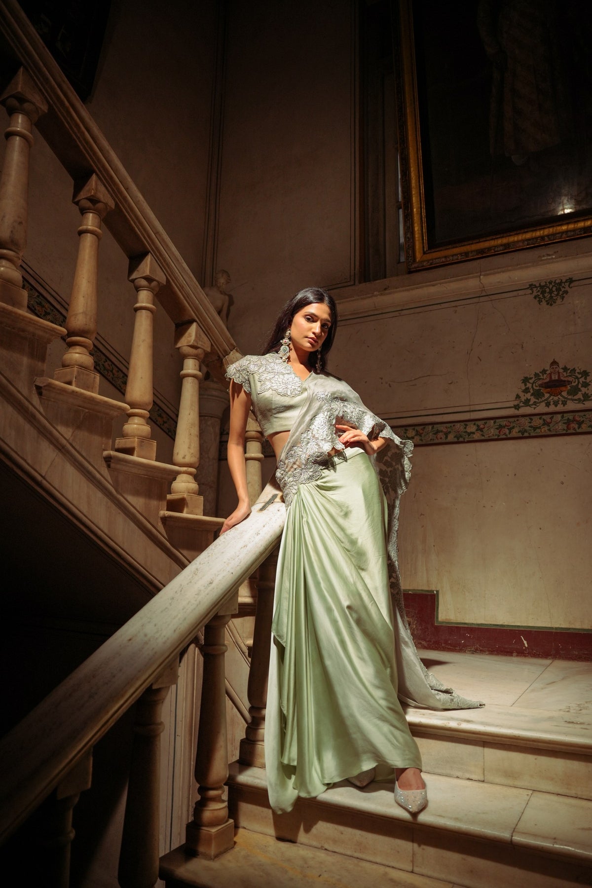 sage sonata pre-draped saree — image 2