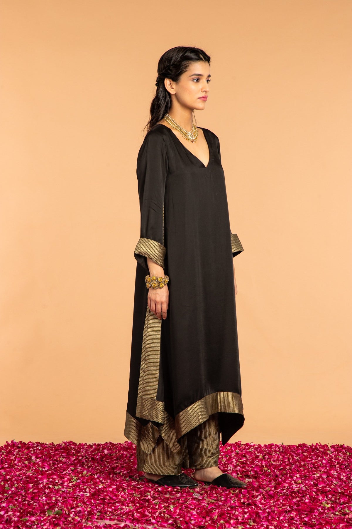 kamal asymmetrical tunic in black, image 2