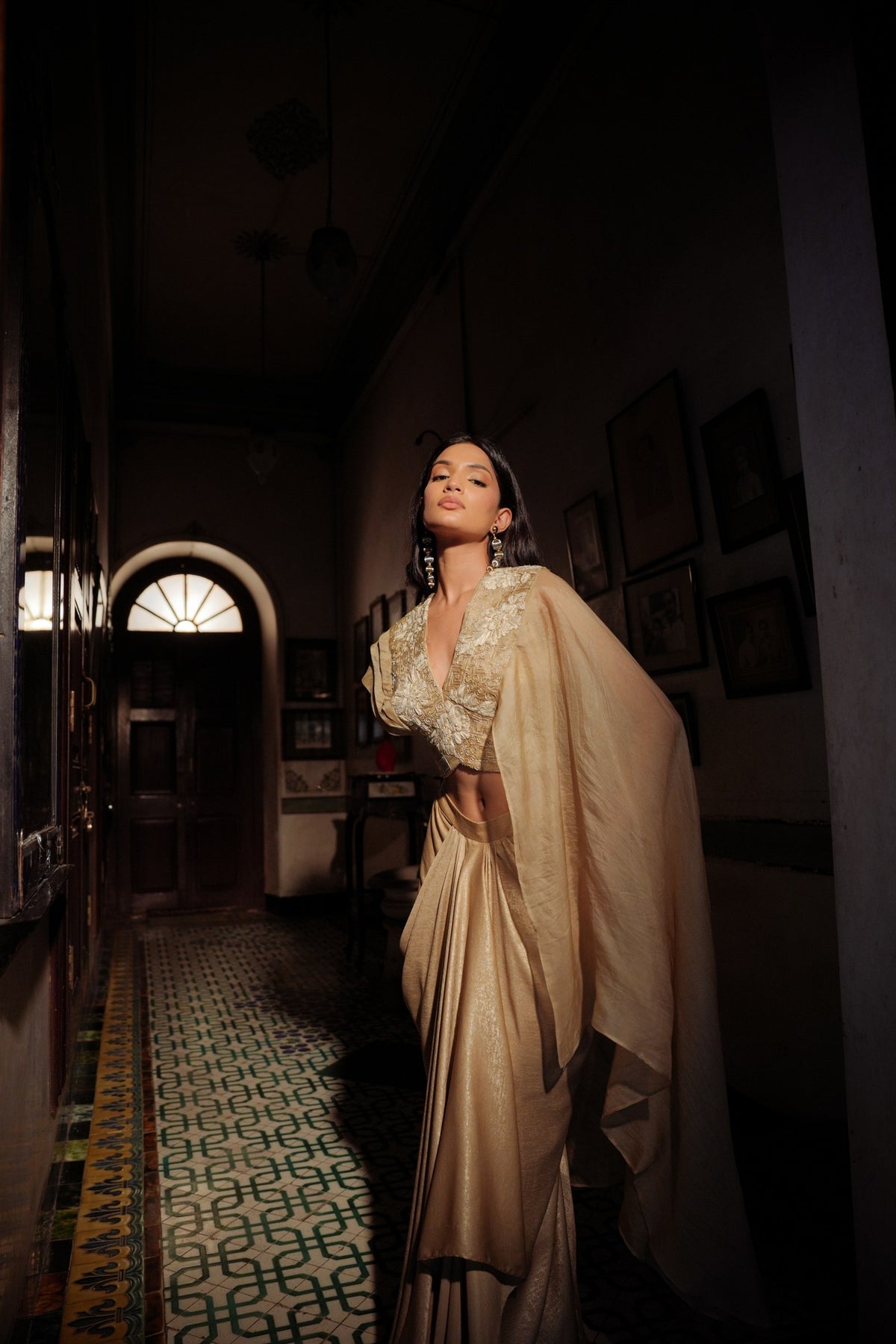golden serenade drape saree set — image 2