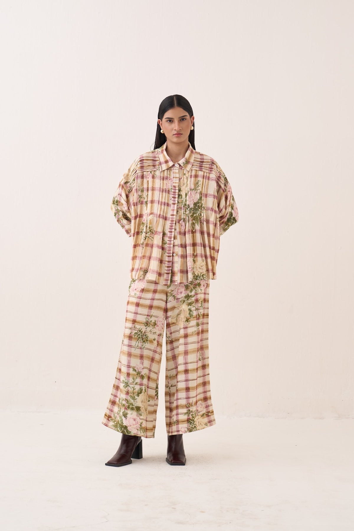 jaali rose pintuck shirt set — image 2