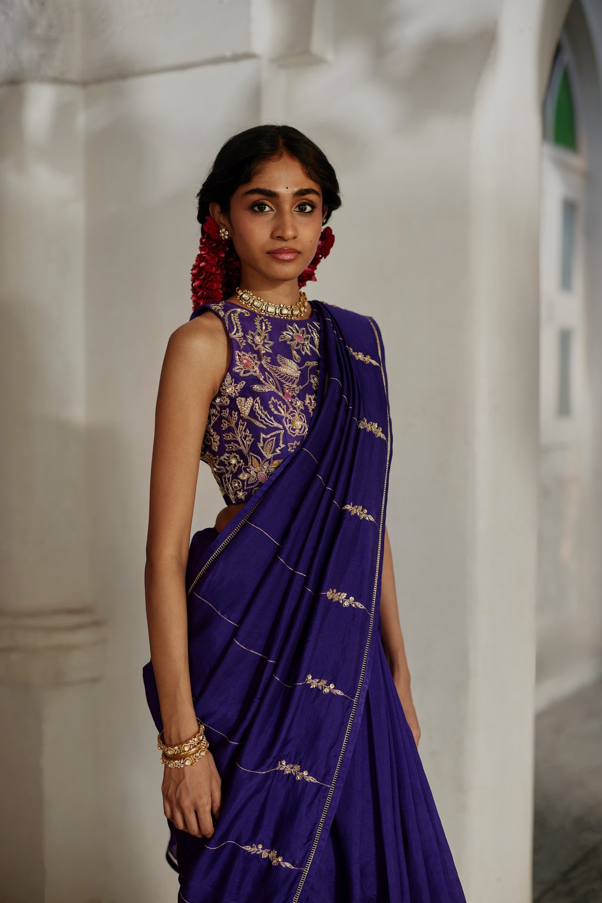 grape jelly marina silk saree set, image 2