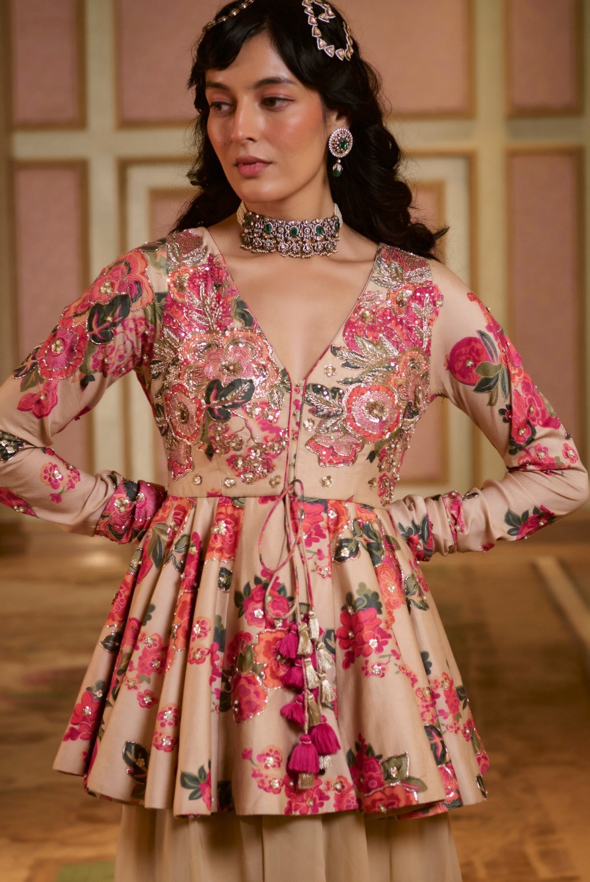 chicory floral peplum and palazzo set, image 2