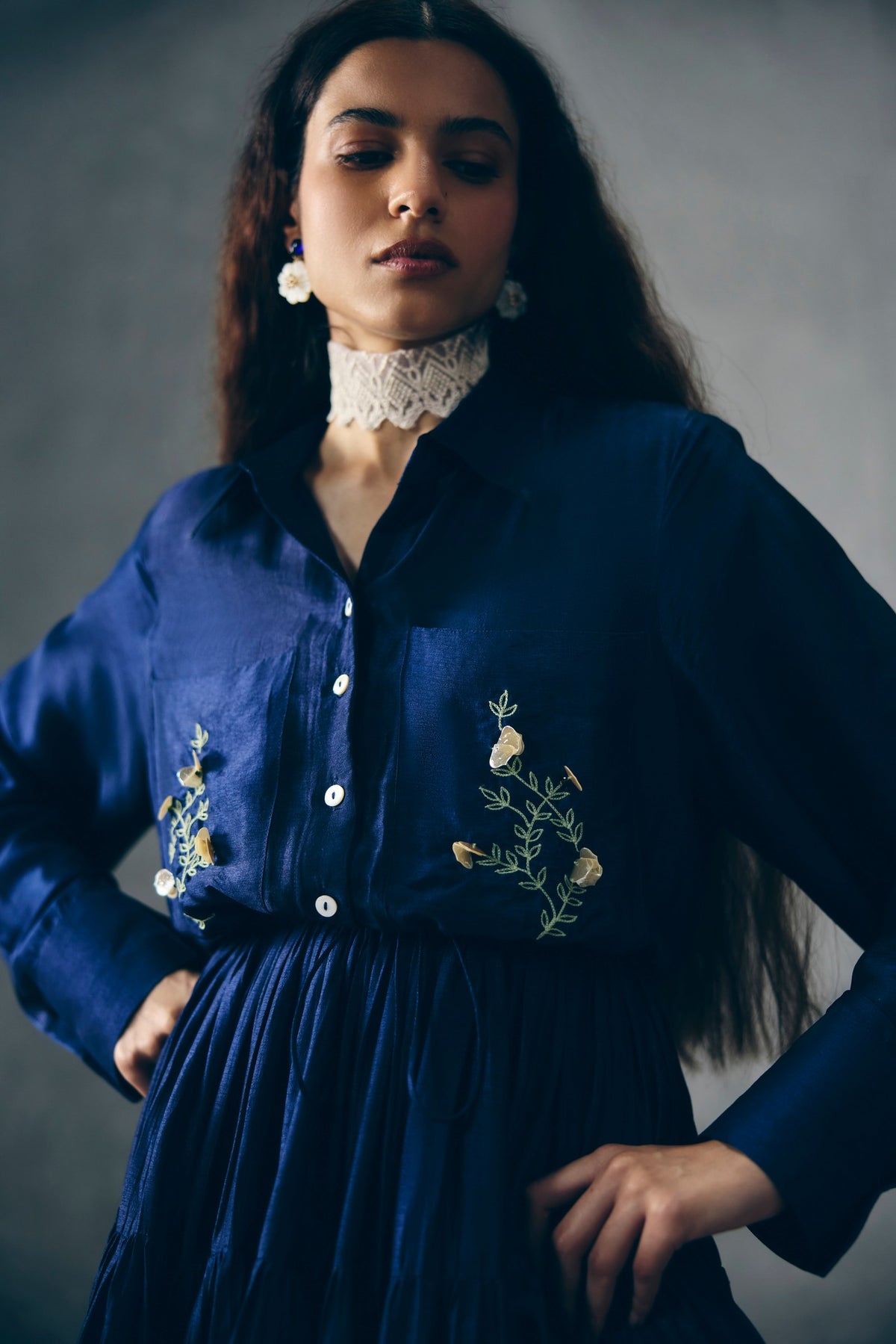 elina dress in navy blue, image 2