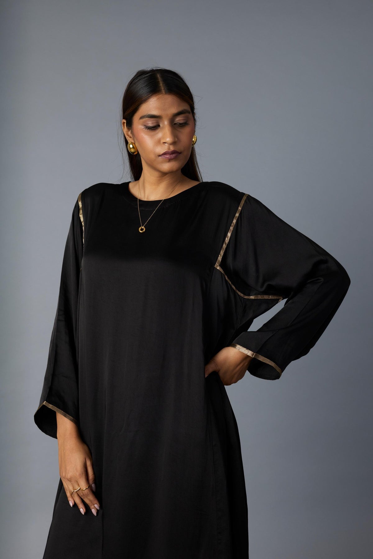 sabah kalidar kurta set in black, image 2