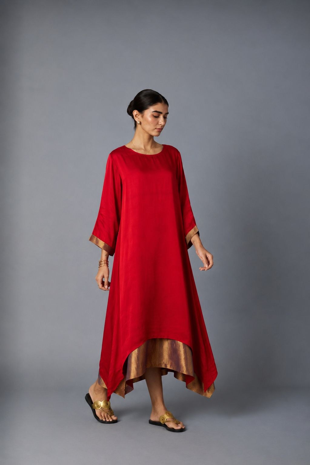 chameli dress with sleeves in red, image 2