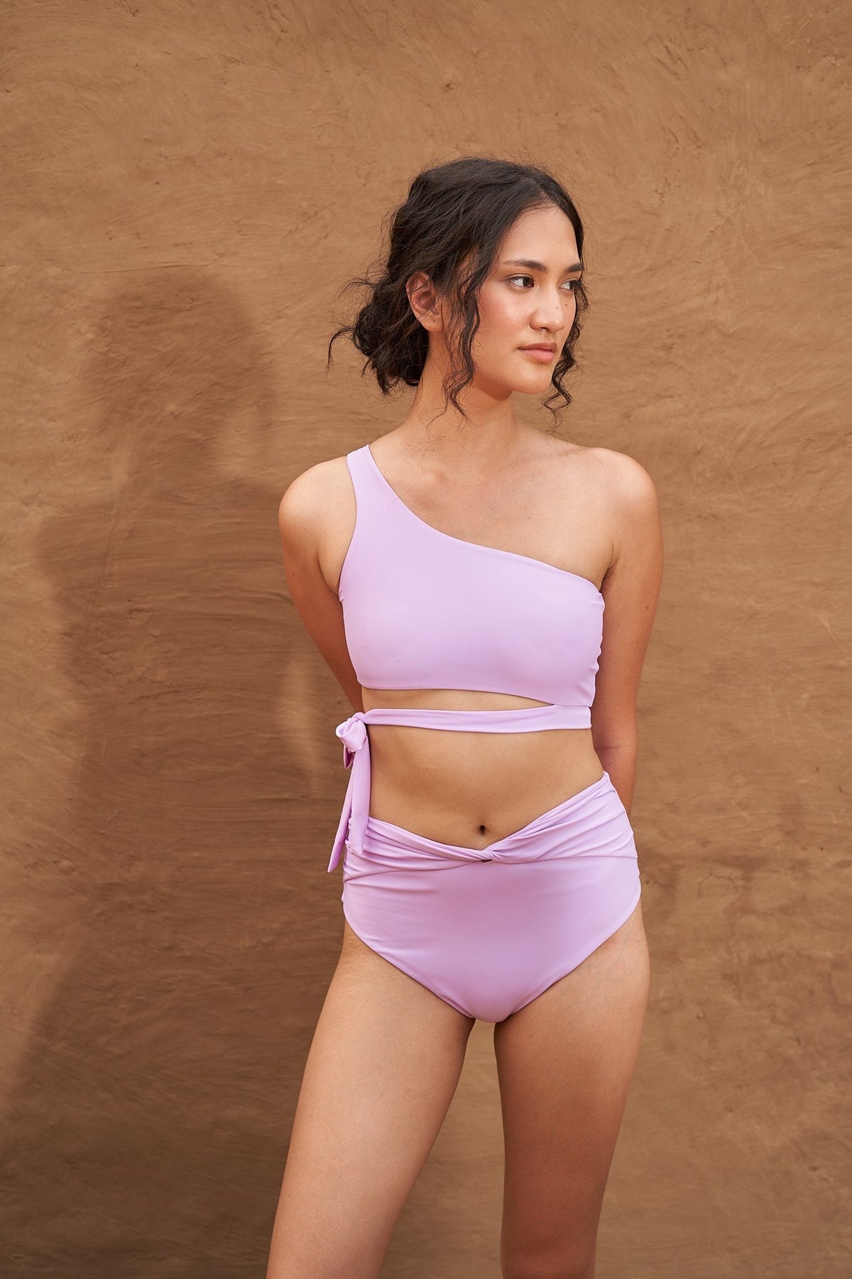 nura one shoulder top in lilac, image 2