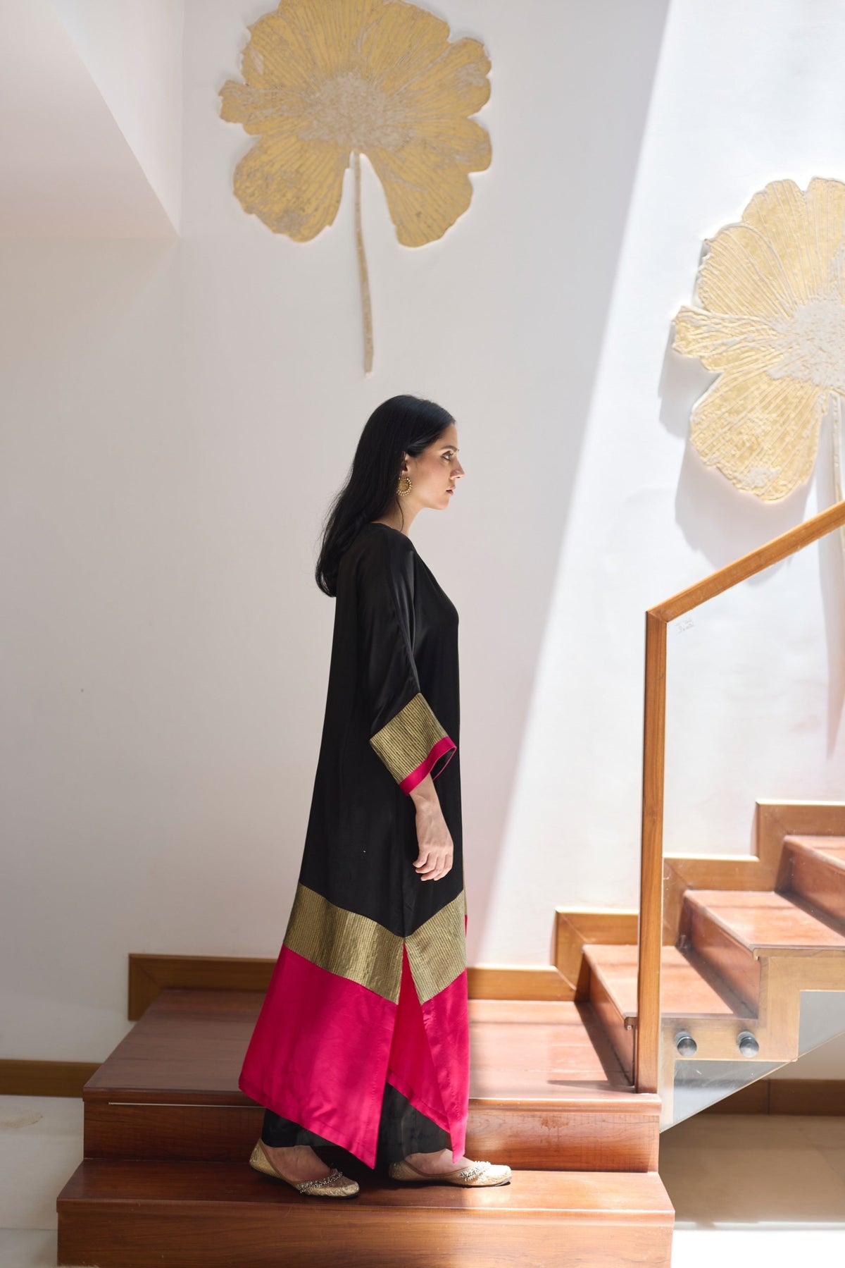 heena kaftan set in black, image 2