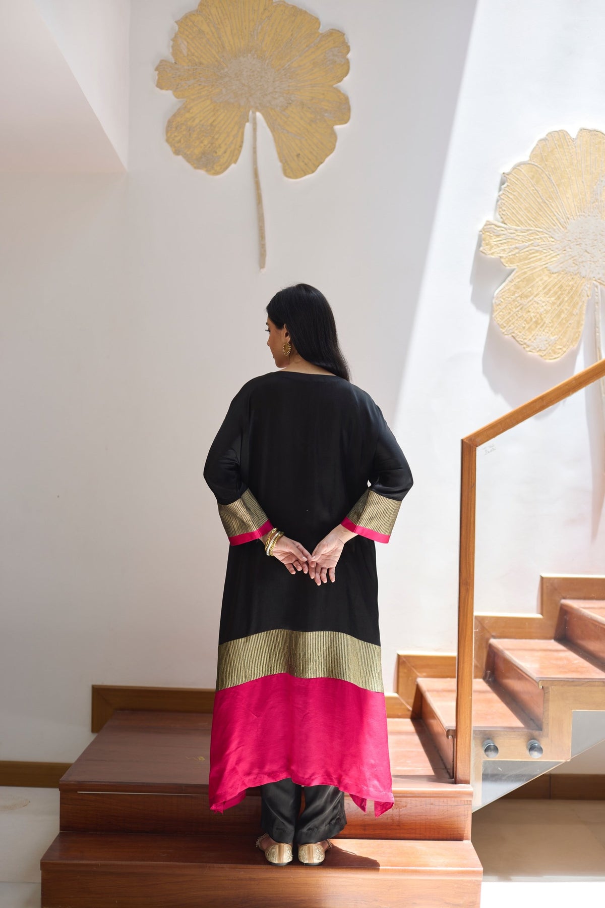 heena kaftan set in black, image 3
