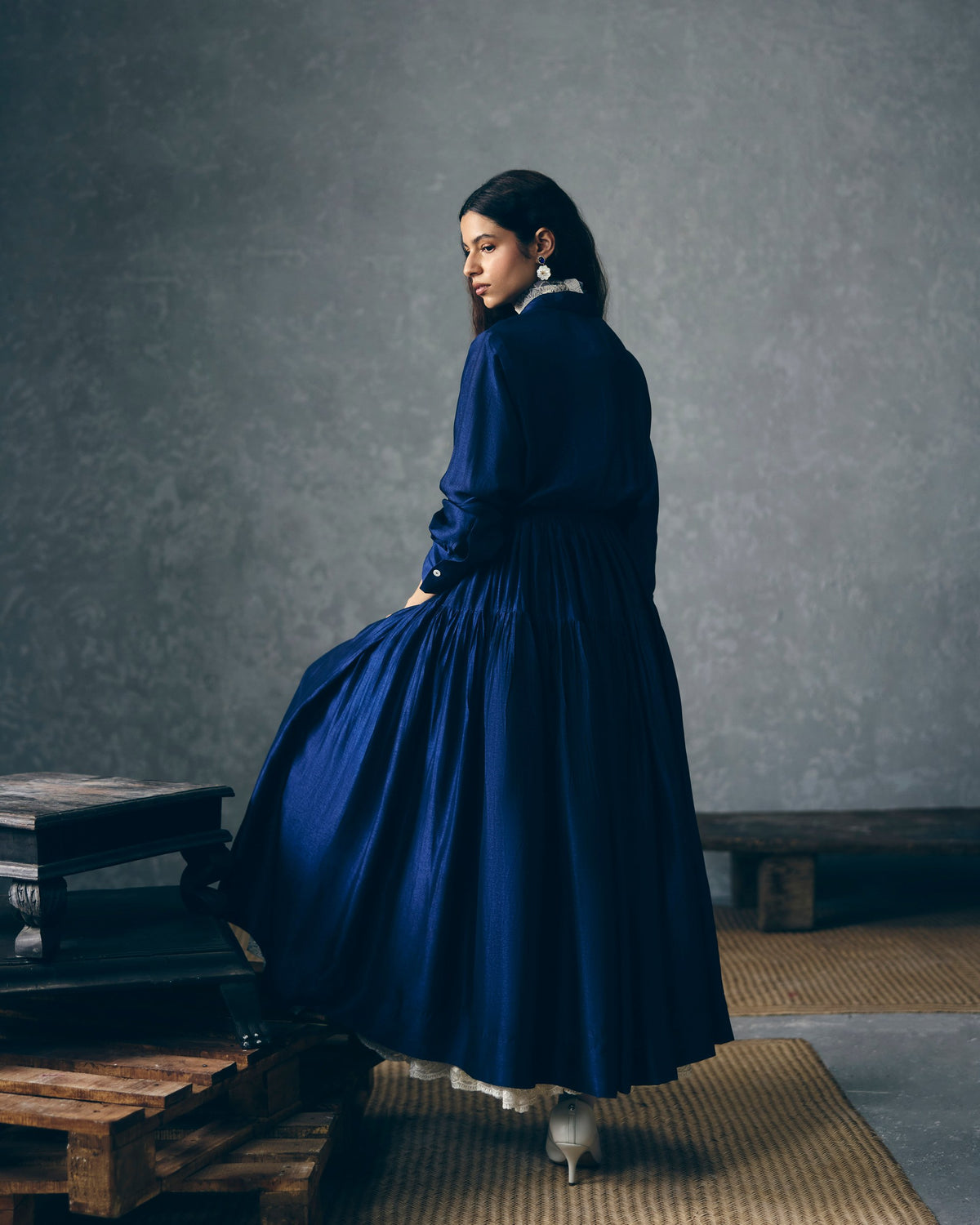 elina dress in navy blue, image 3