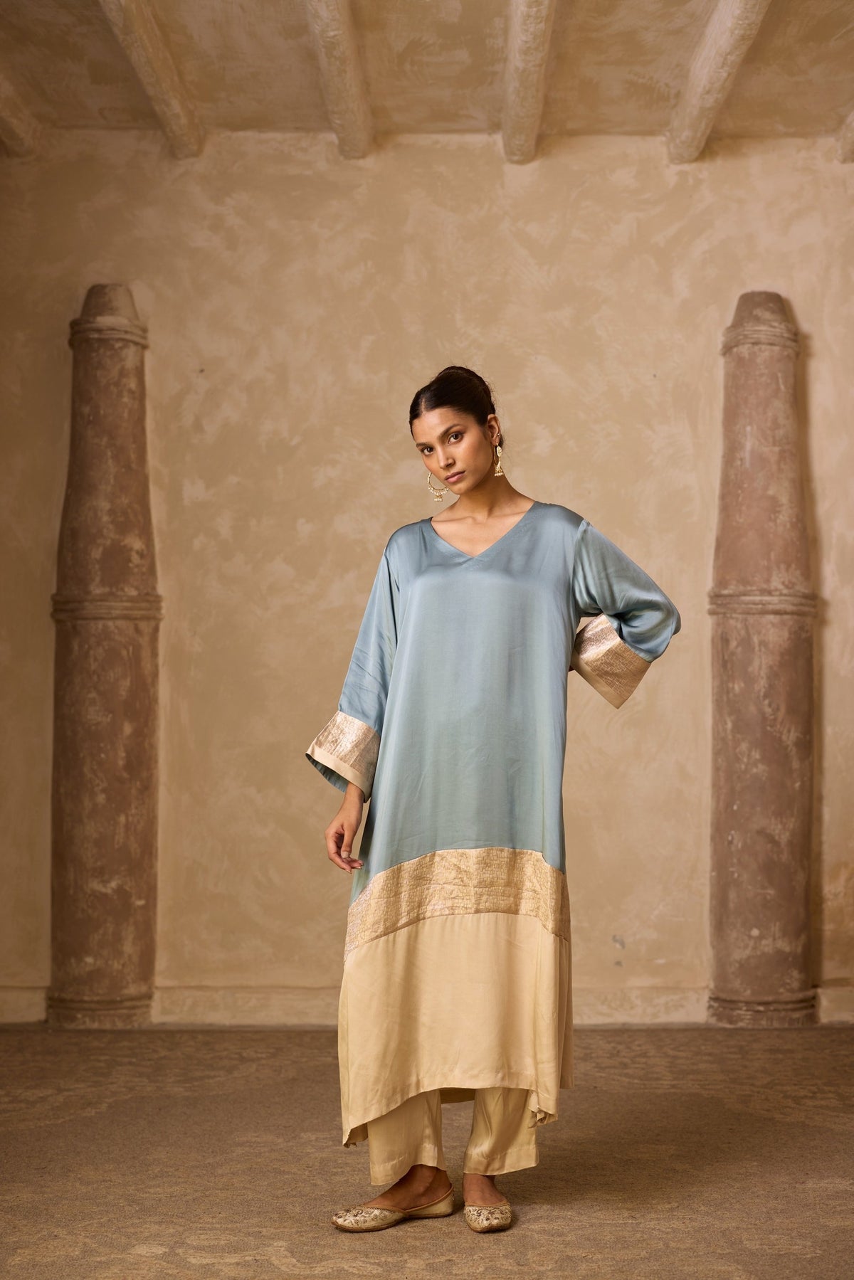 heena kaftan set in powder blue, image 3