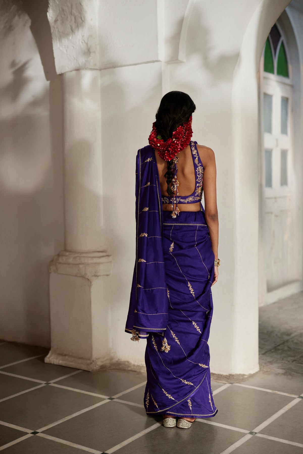 grape jelly marina silk saree set, image 3