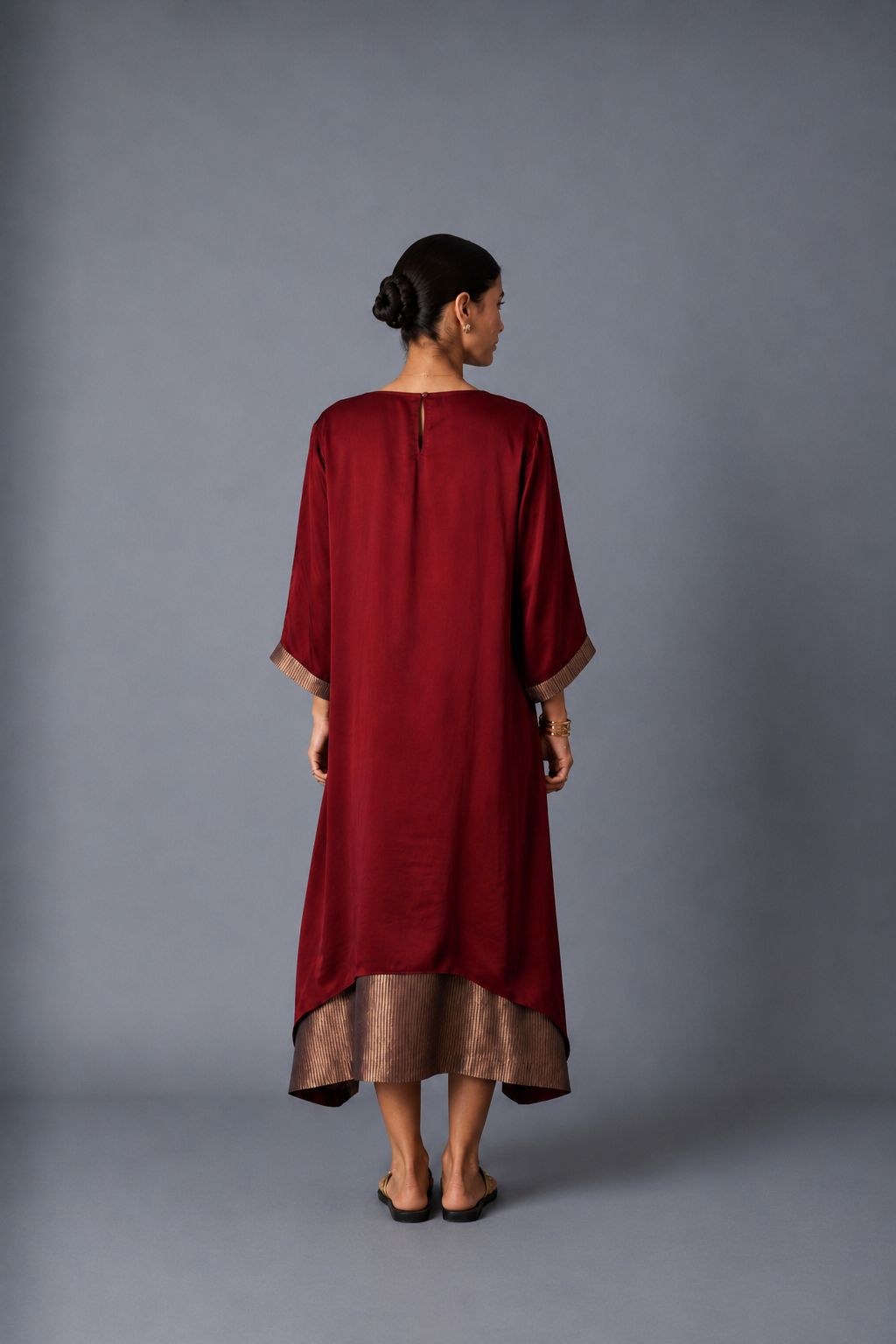chameli dress with sleeves in maroon, image 3