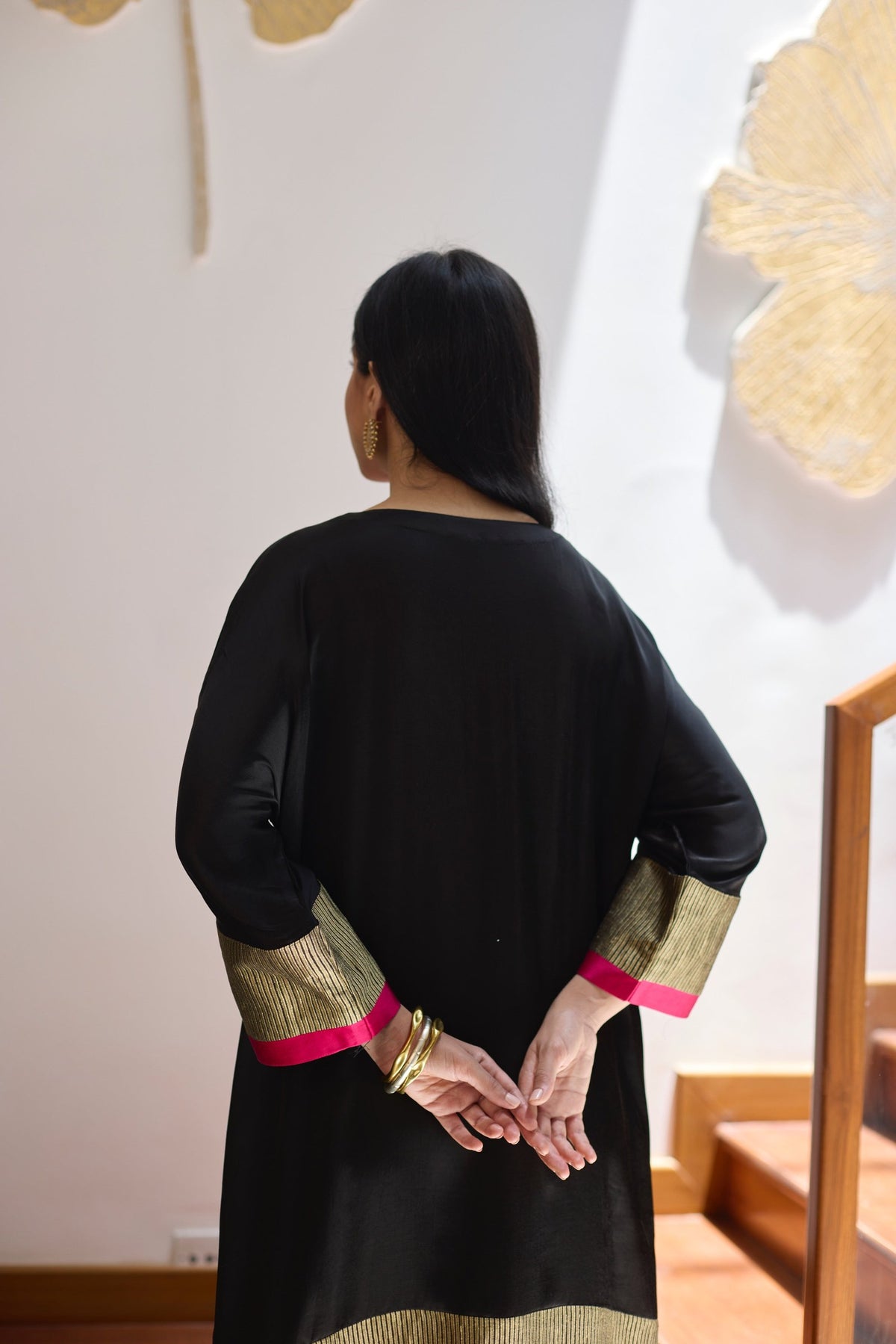 heena kaftan set in black, image 4