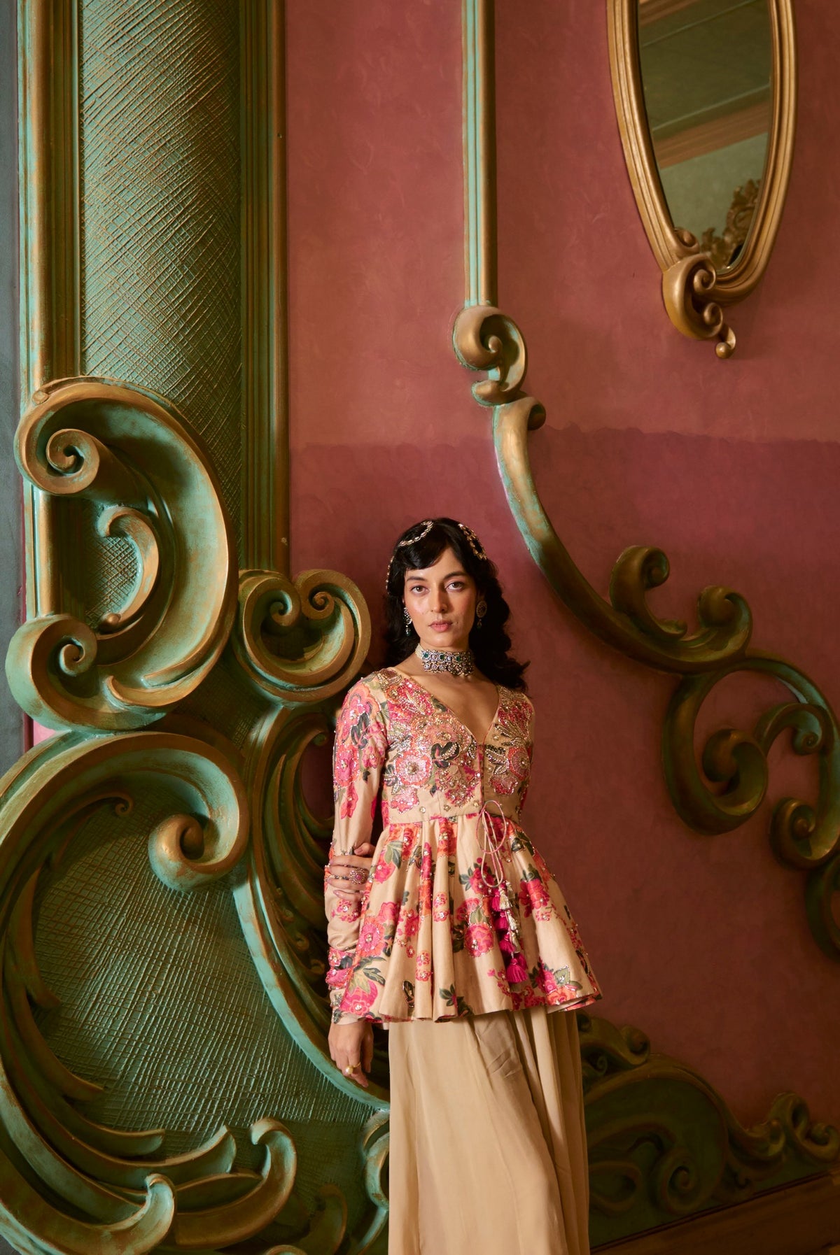 chicory floral peplum and palazzo set, image 4