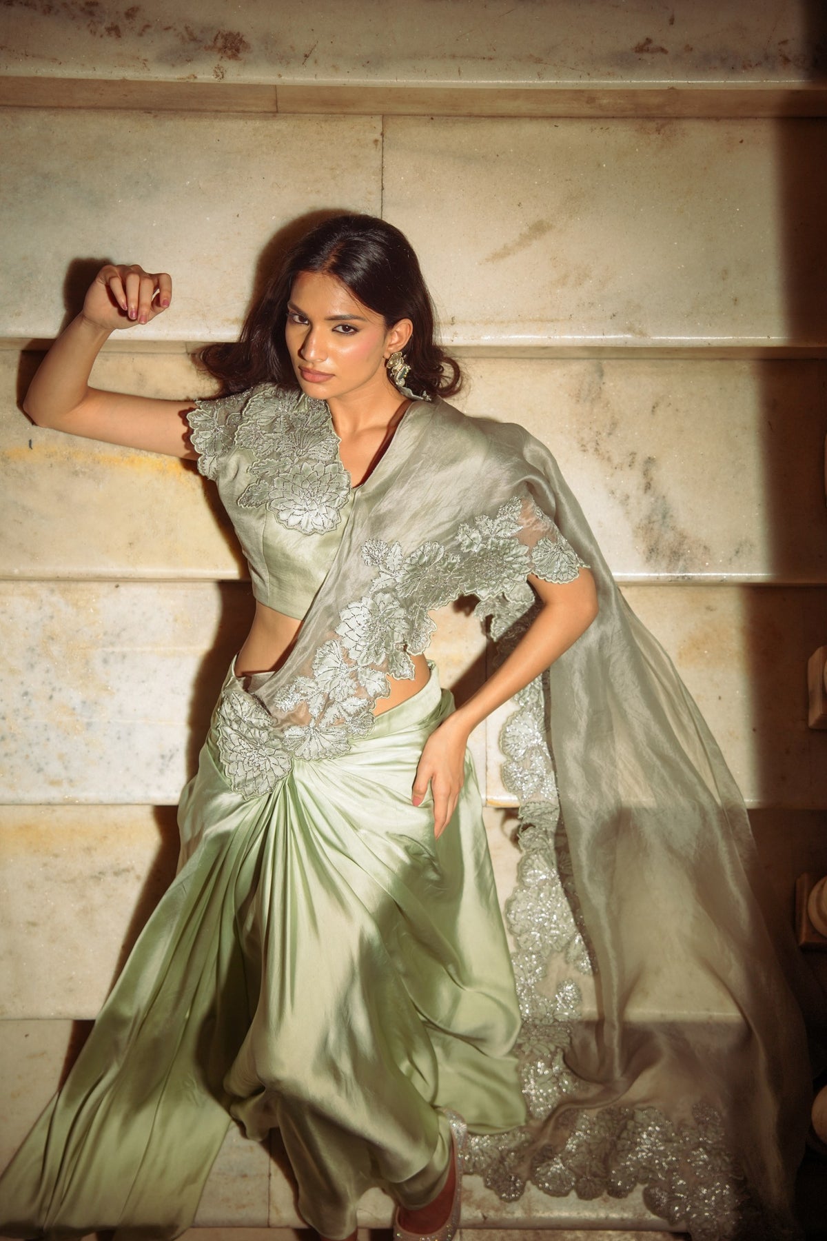 sage sonata pre-draped saree — image 4
