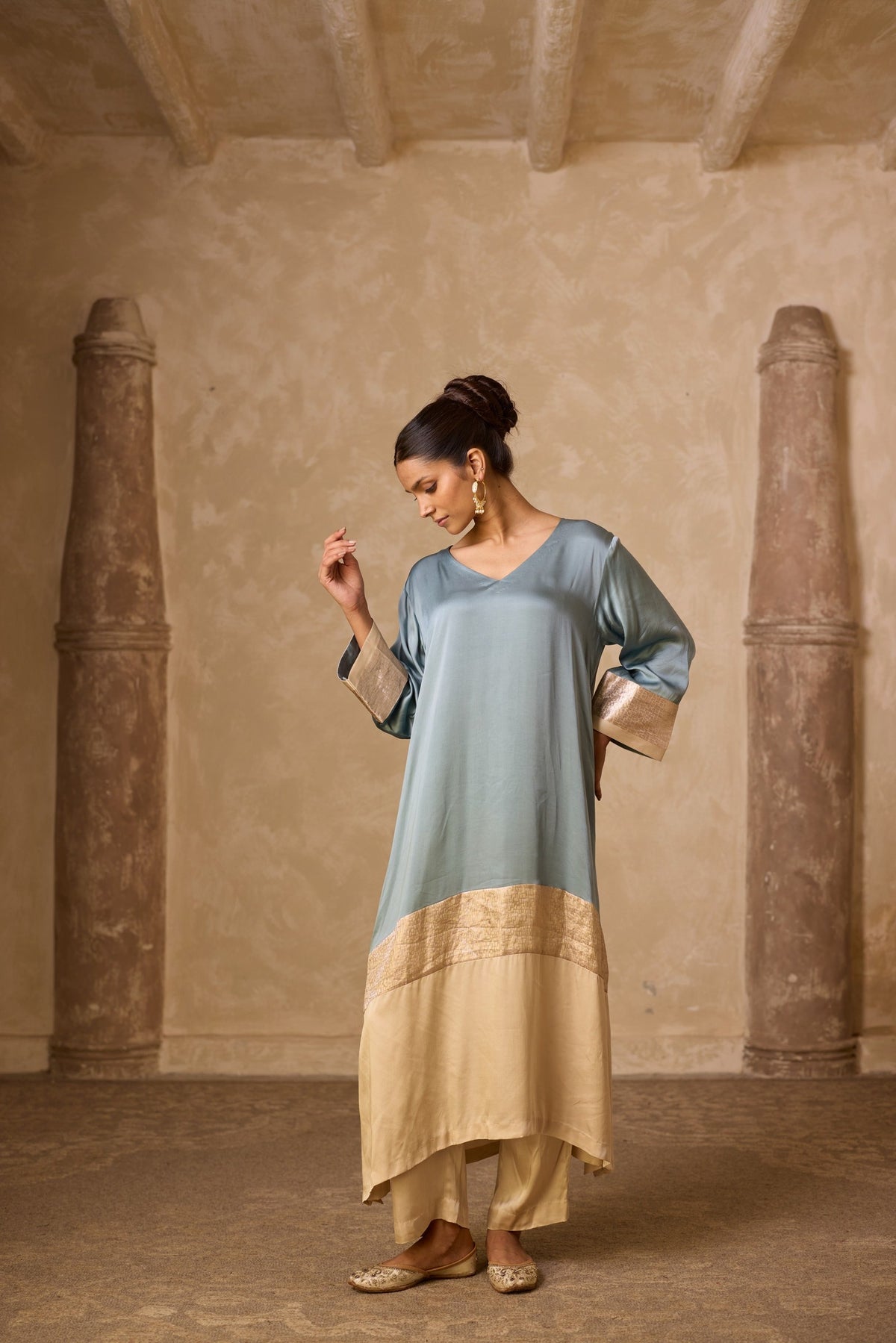 heena kaftan set in powder blue, image 4