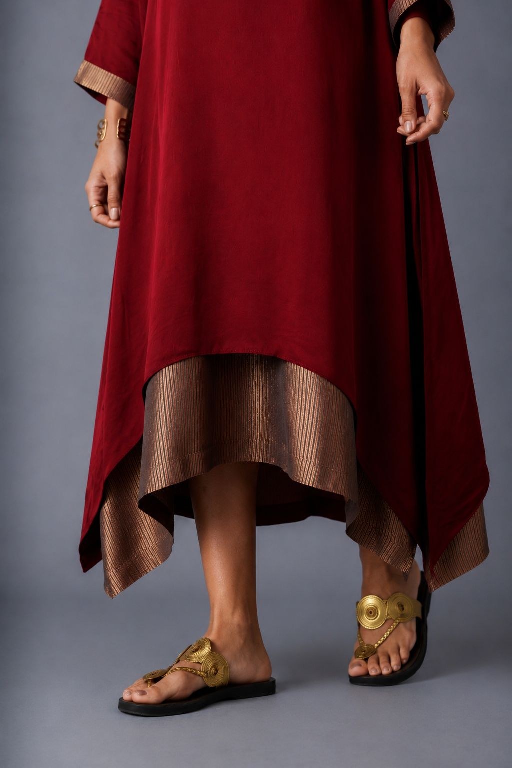 chameli dress with sleeves in maroon, image 4