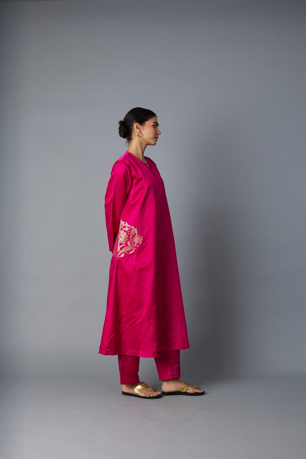 geet silk kurta set in pink, image 4