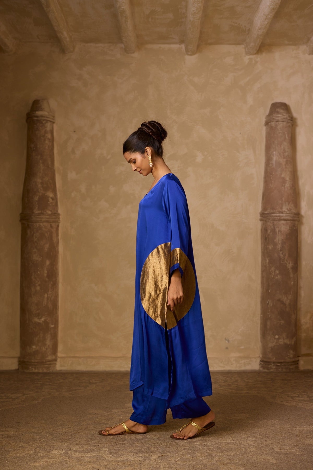 rangoli kaftan set in royal blue, image 4