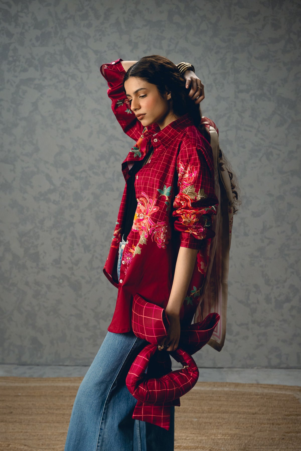 jade shirt in burgundy, image 4
