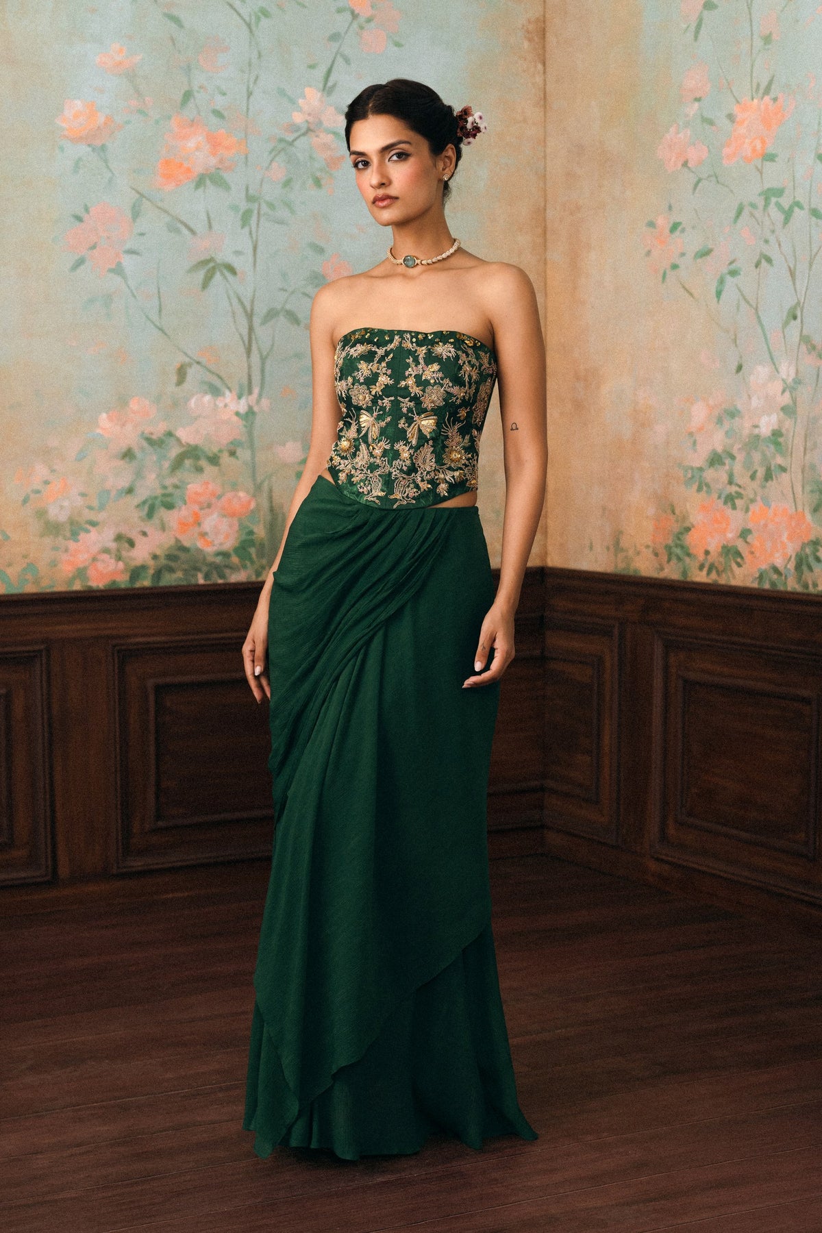 lilia corset set in forest green, image 4
