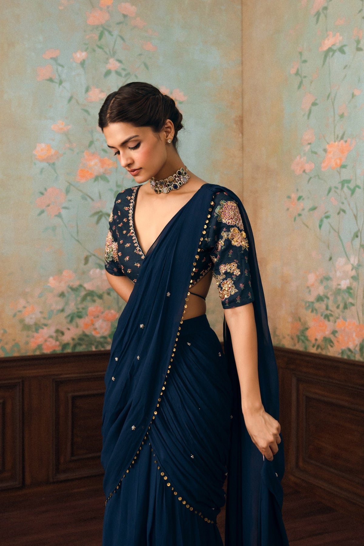 kaia saree set in navy blue, image 5