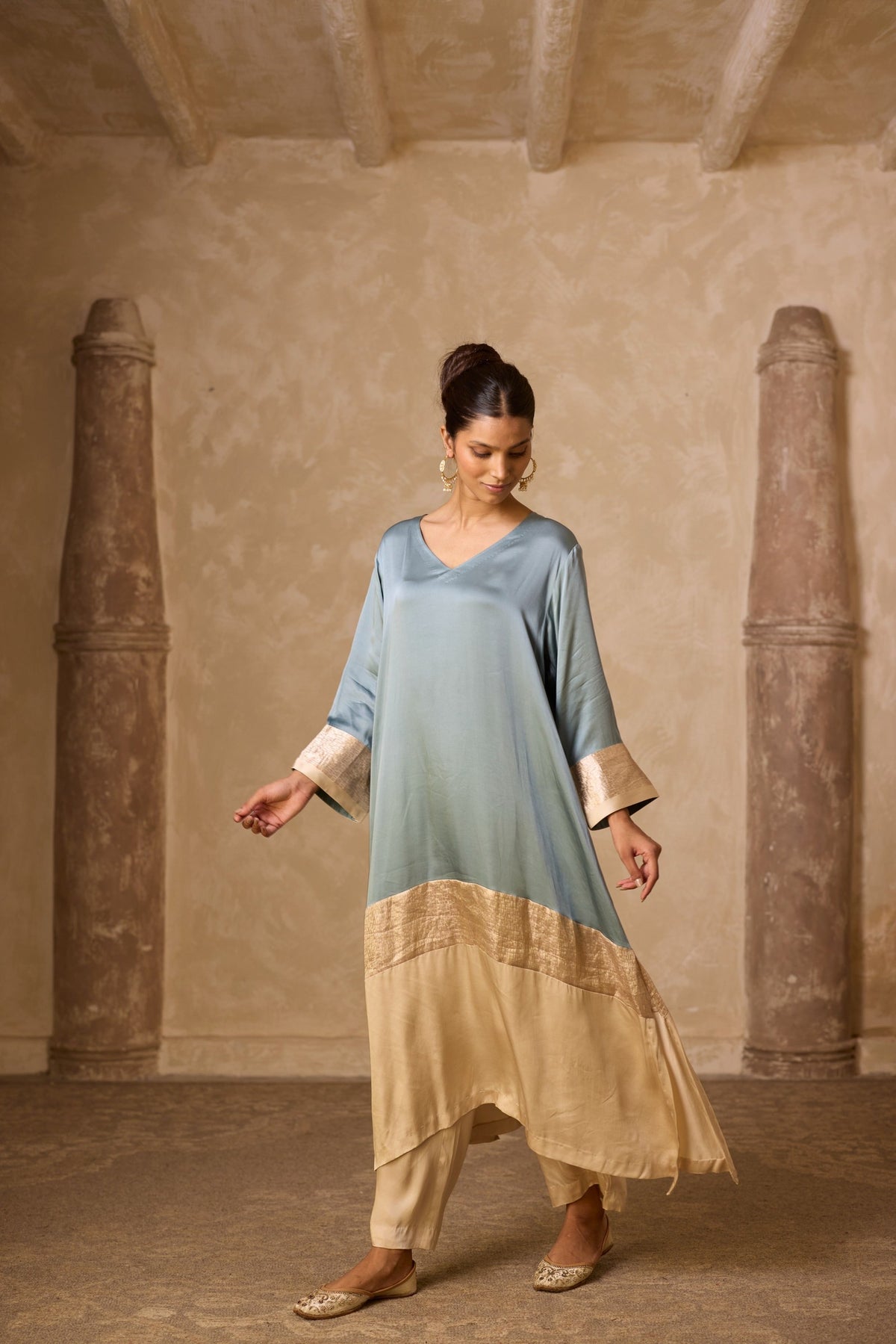 heena kaftan set in powder blue, image 5