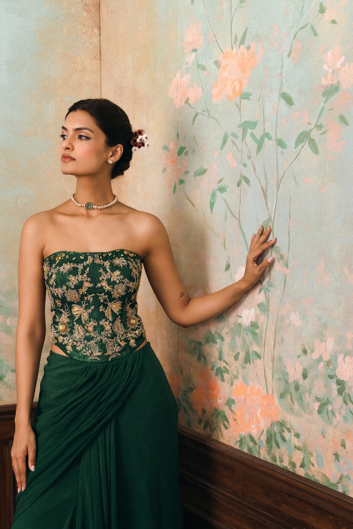 lilia corset set in forest green, image 5