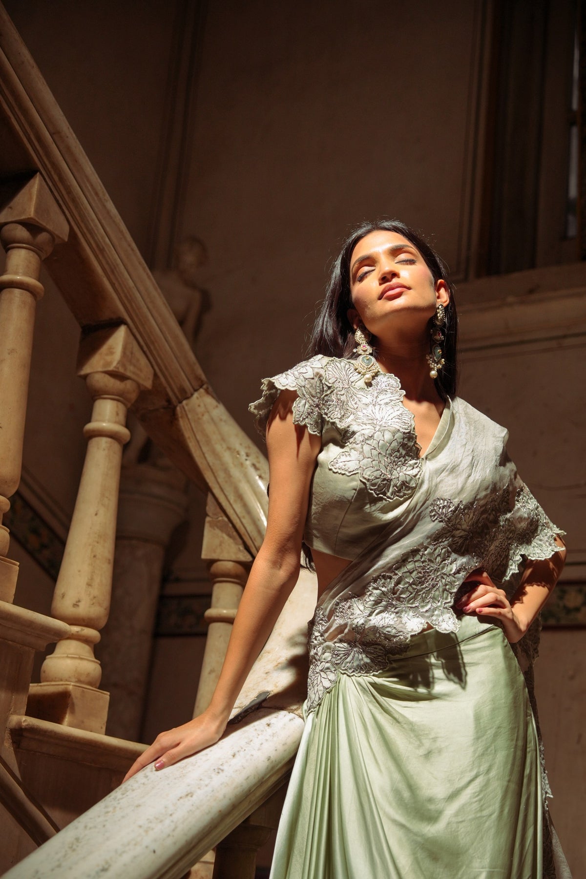 sage sonata pre-draped saree — image 5