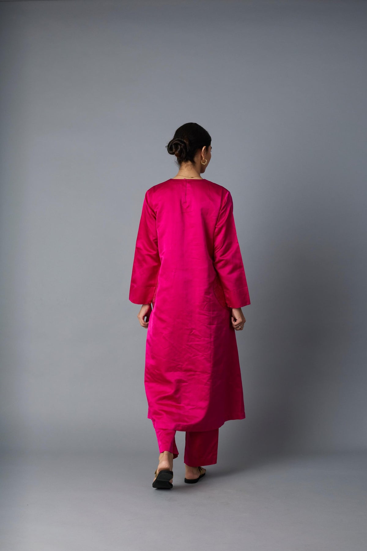 geet silk kurta set in pink, image 5