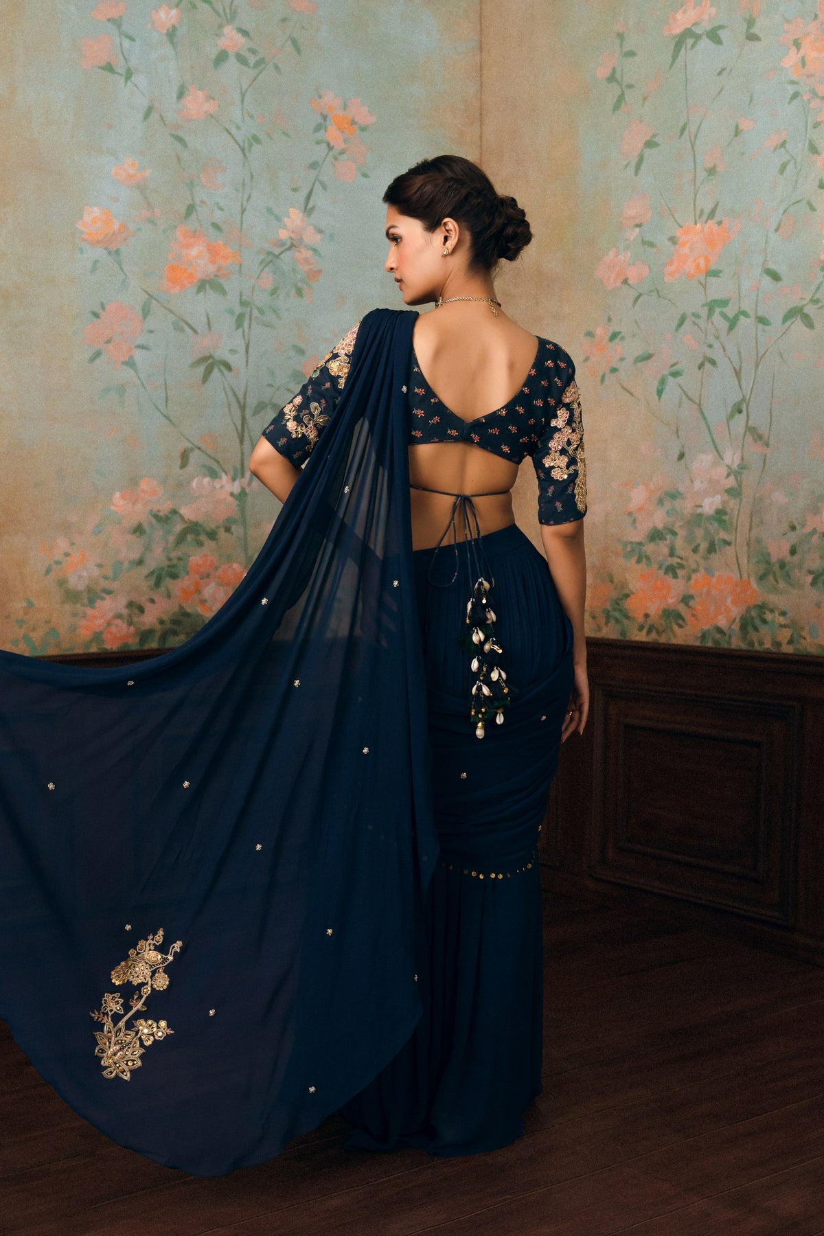 kaia saree set in navy blue, image 6