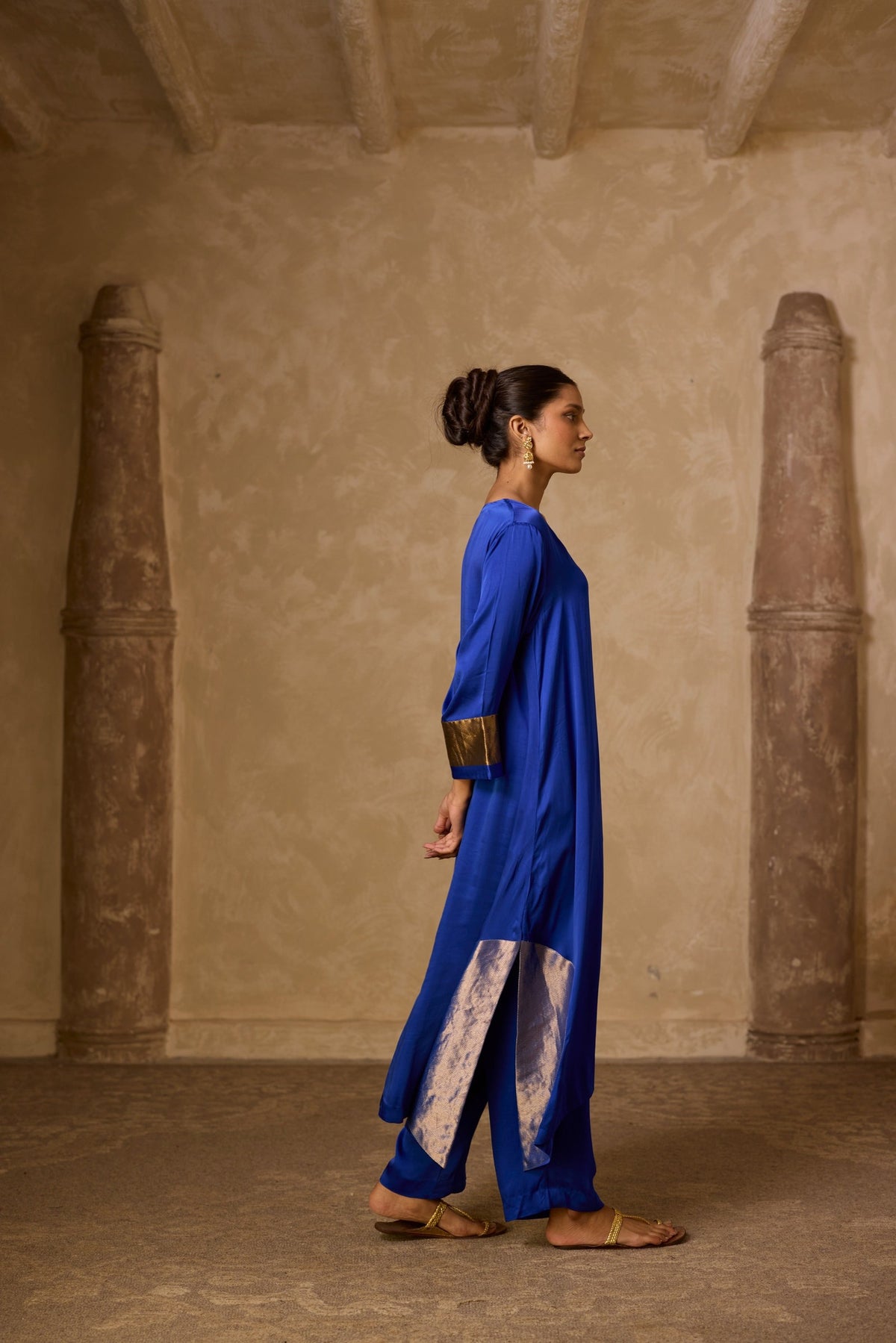 rangoli kaftan set in royal blue, image 6