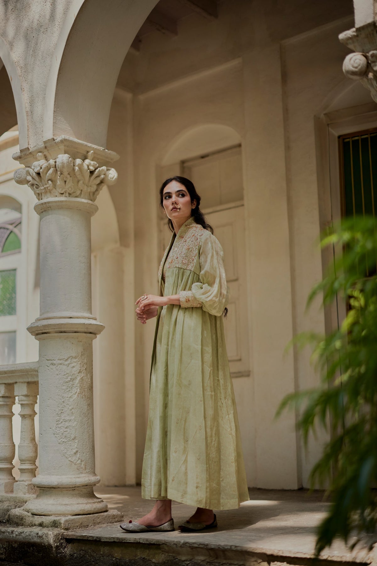 pista green jamavar blouse, palazzo and jacket set, image 6