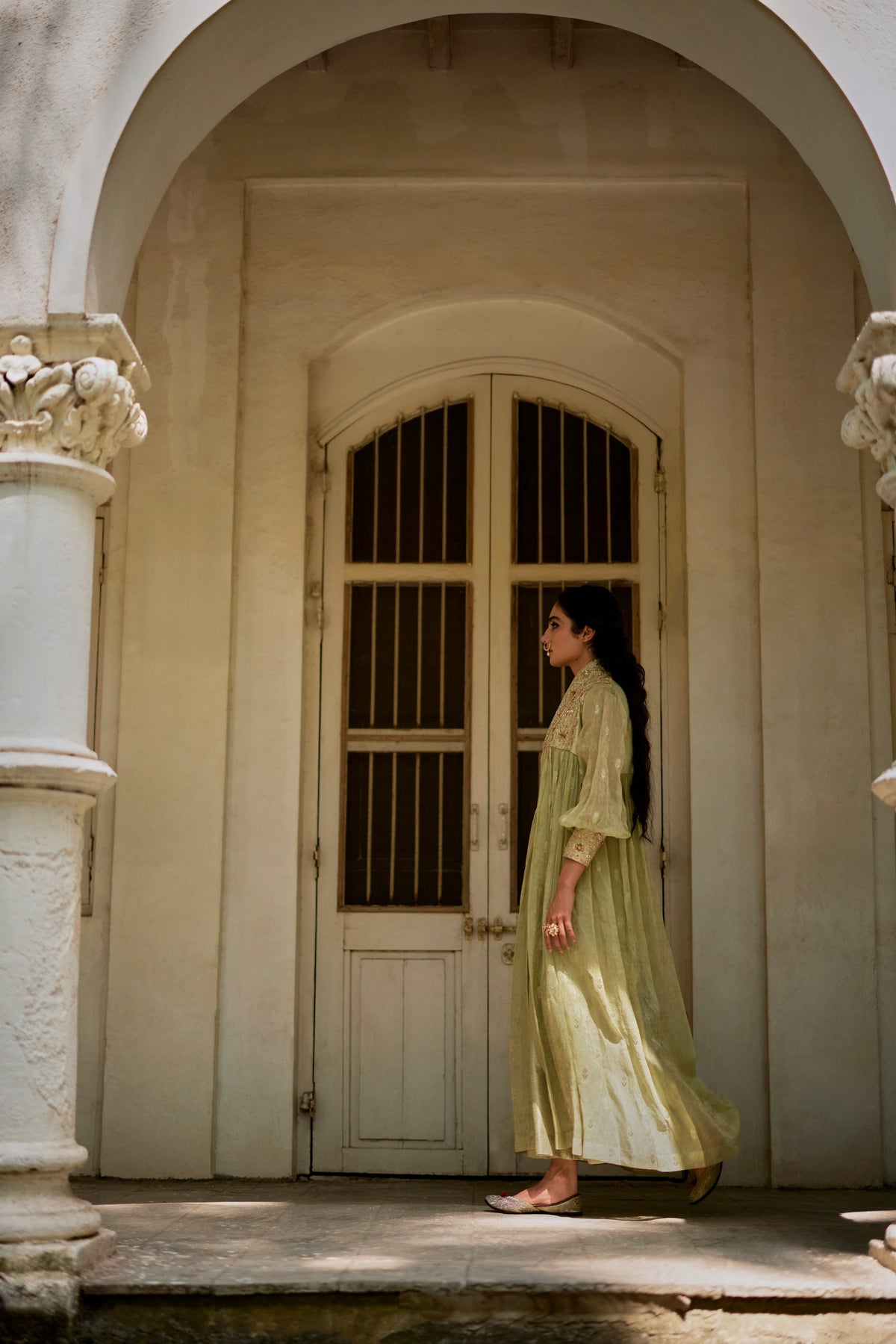 pista green jamavar blouse, palazzo and jacket set, image 7