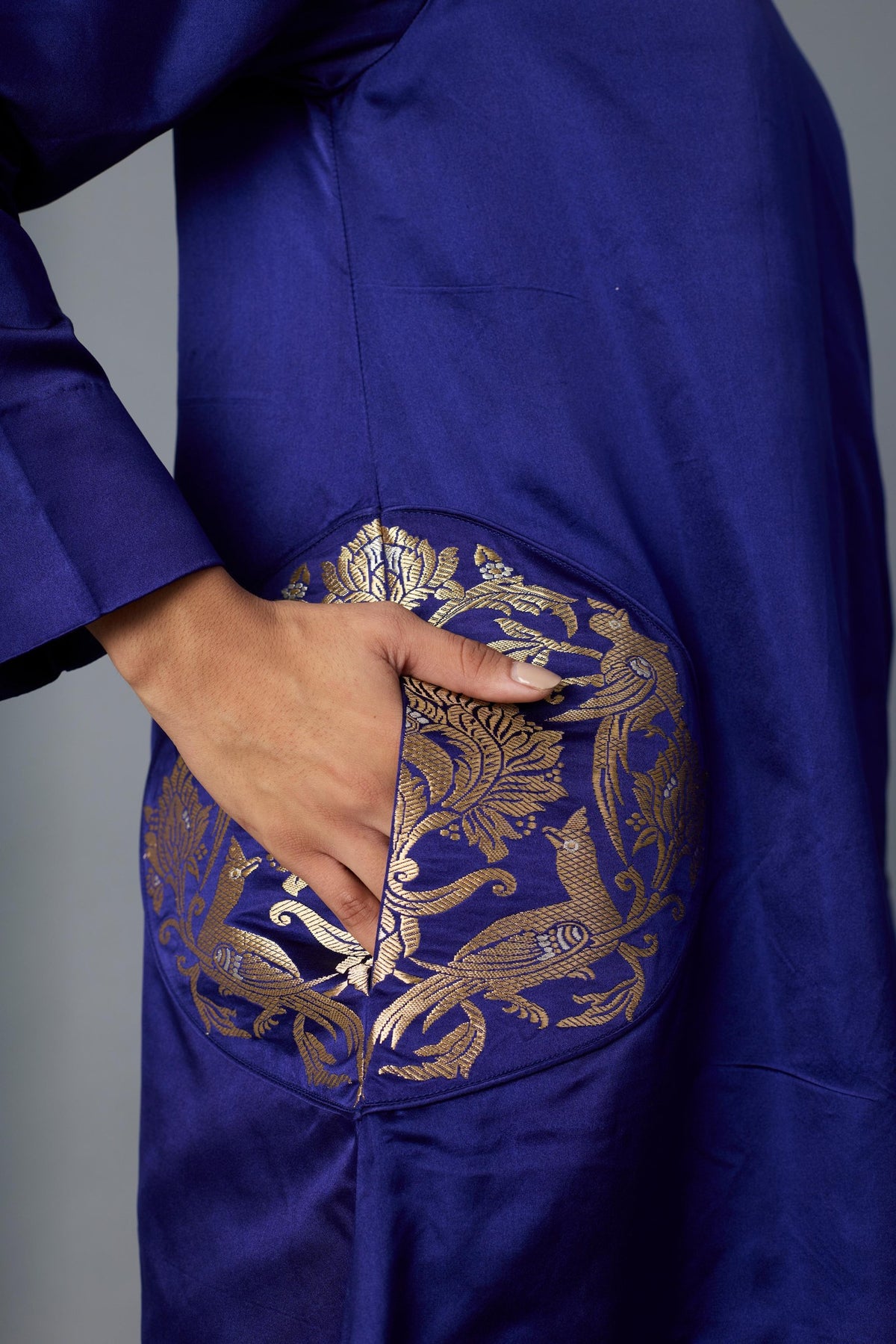 geet silk kurta set in royal blue, image 7