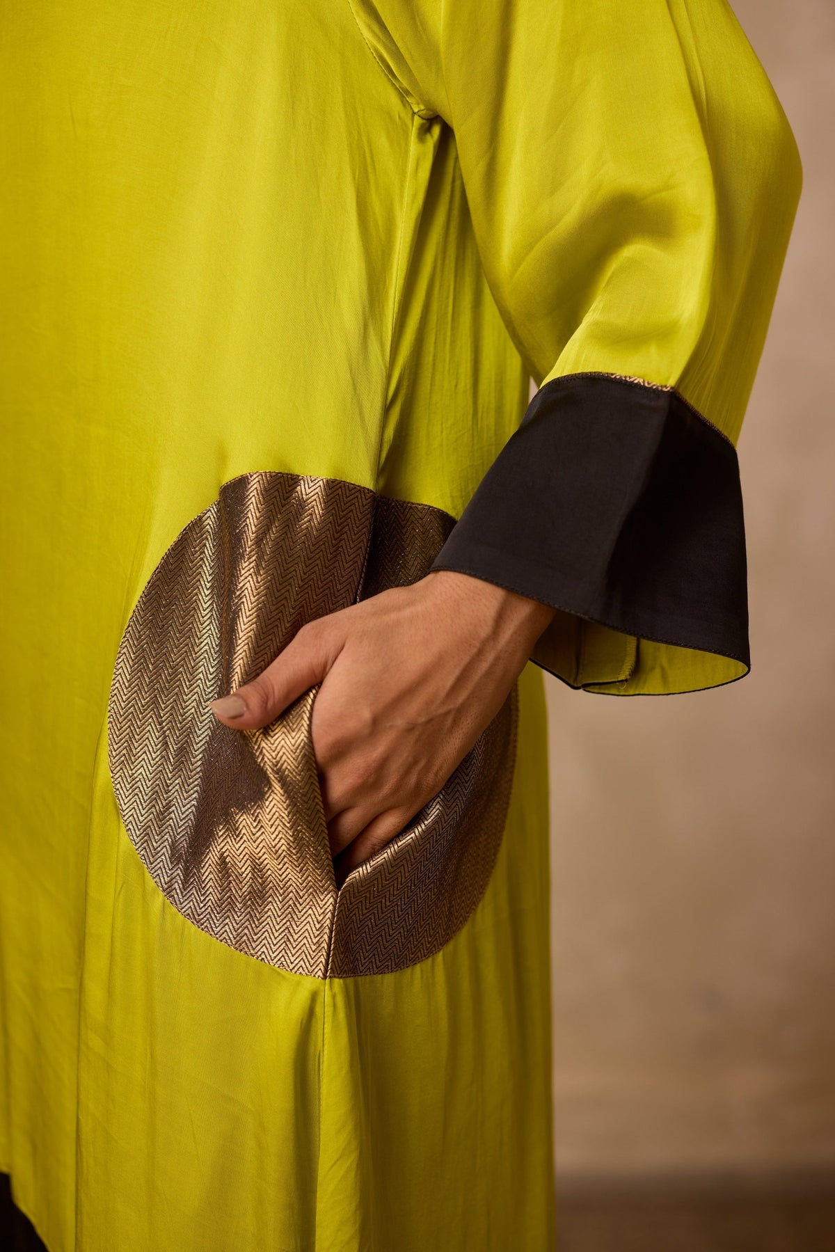 pocket heena kaftan set in lime, image 7