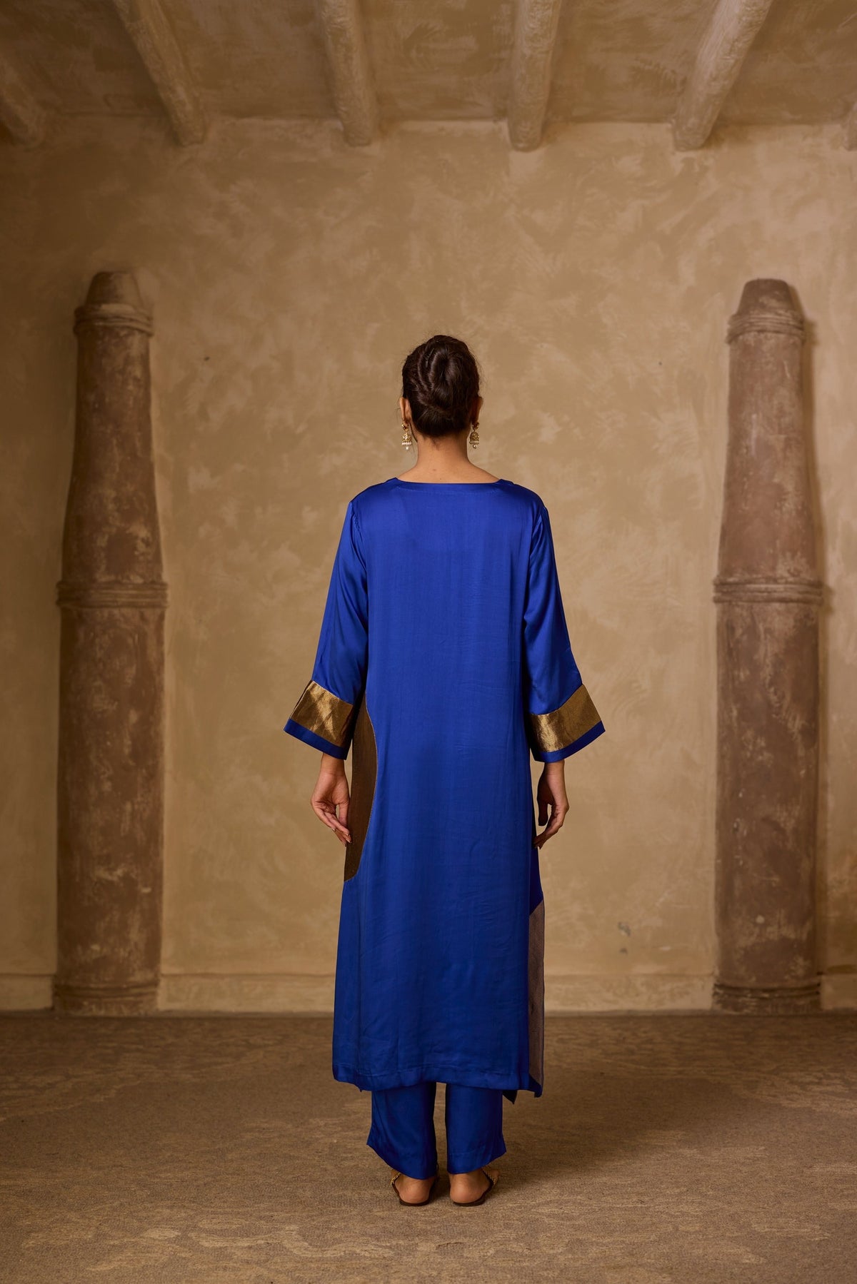 rangoli kaftan set in royal blue, image 8