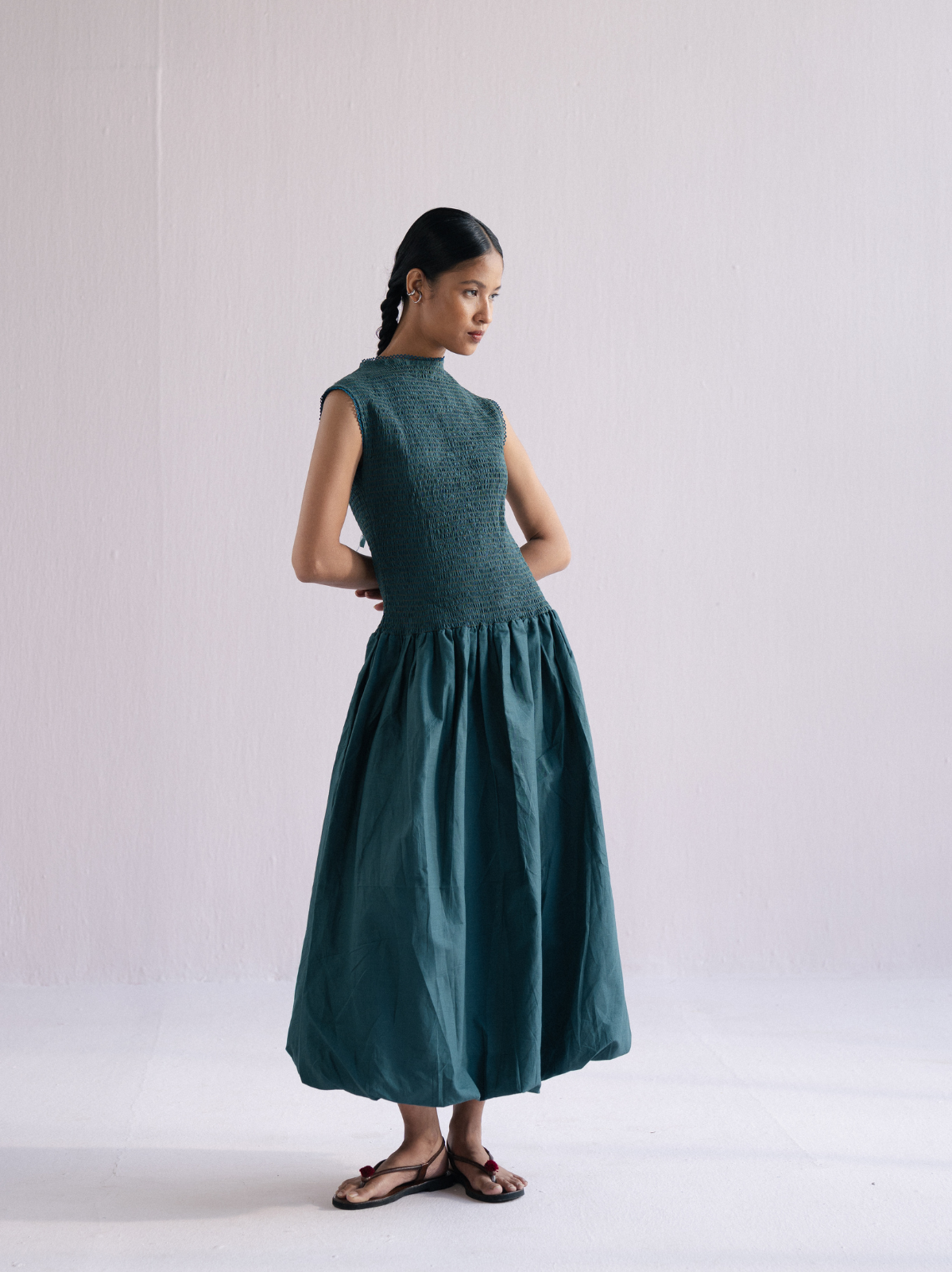 smocked balloon dress — image 1