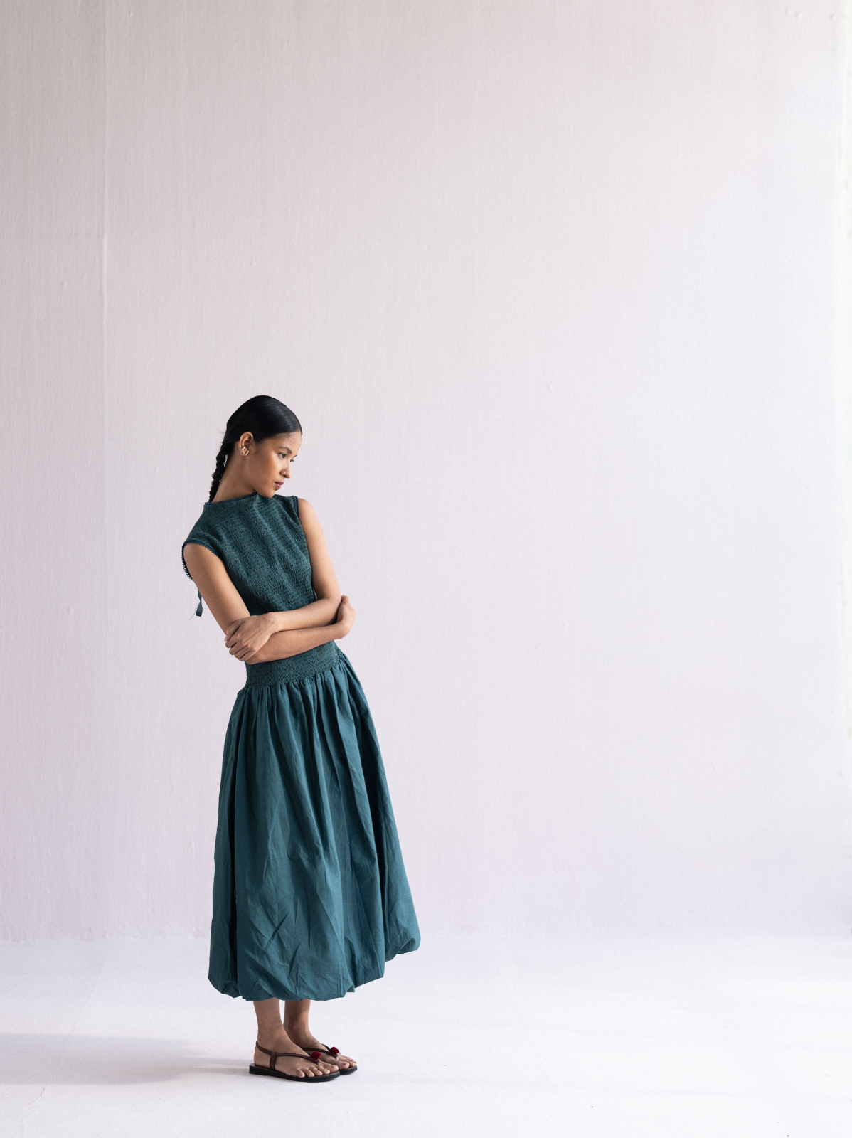 smocked balloon dress — image 3