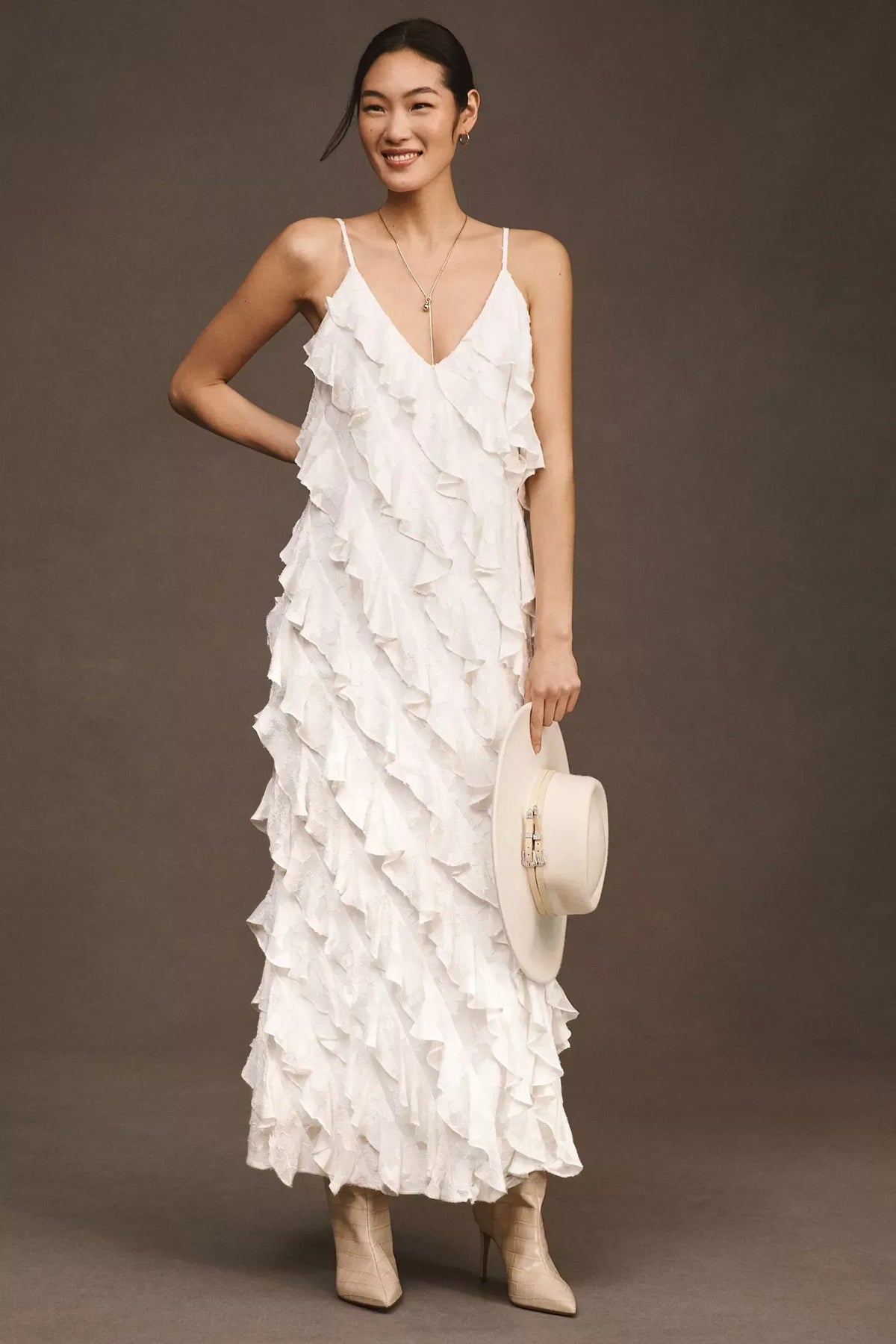 ruffled v-neck gown, image 4