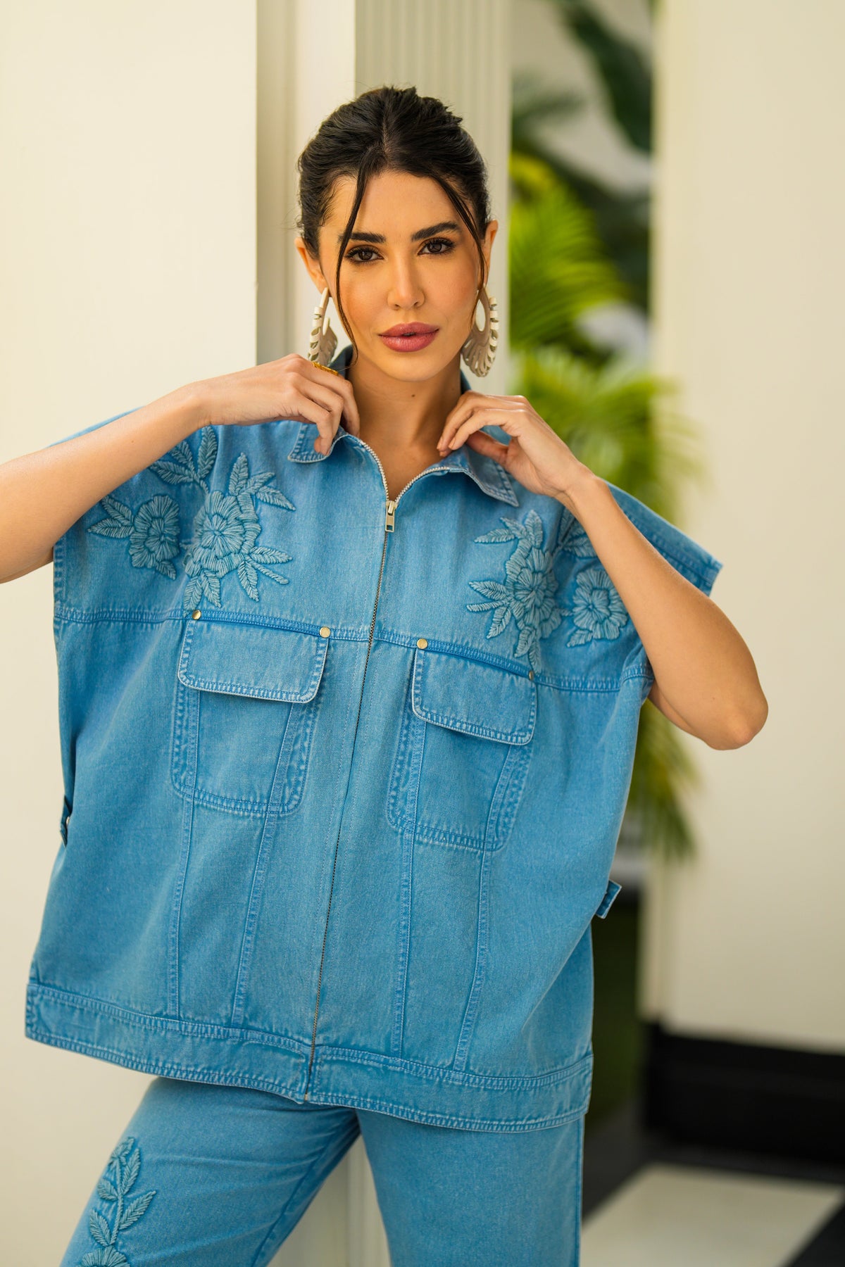 mirela denim top in blue — image 1
